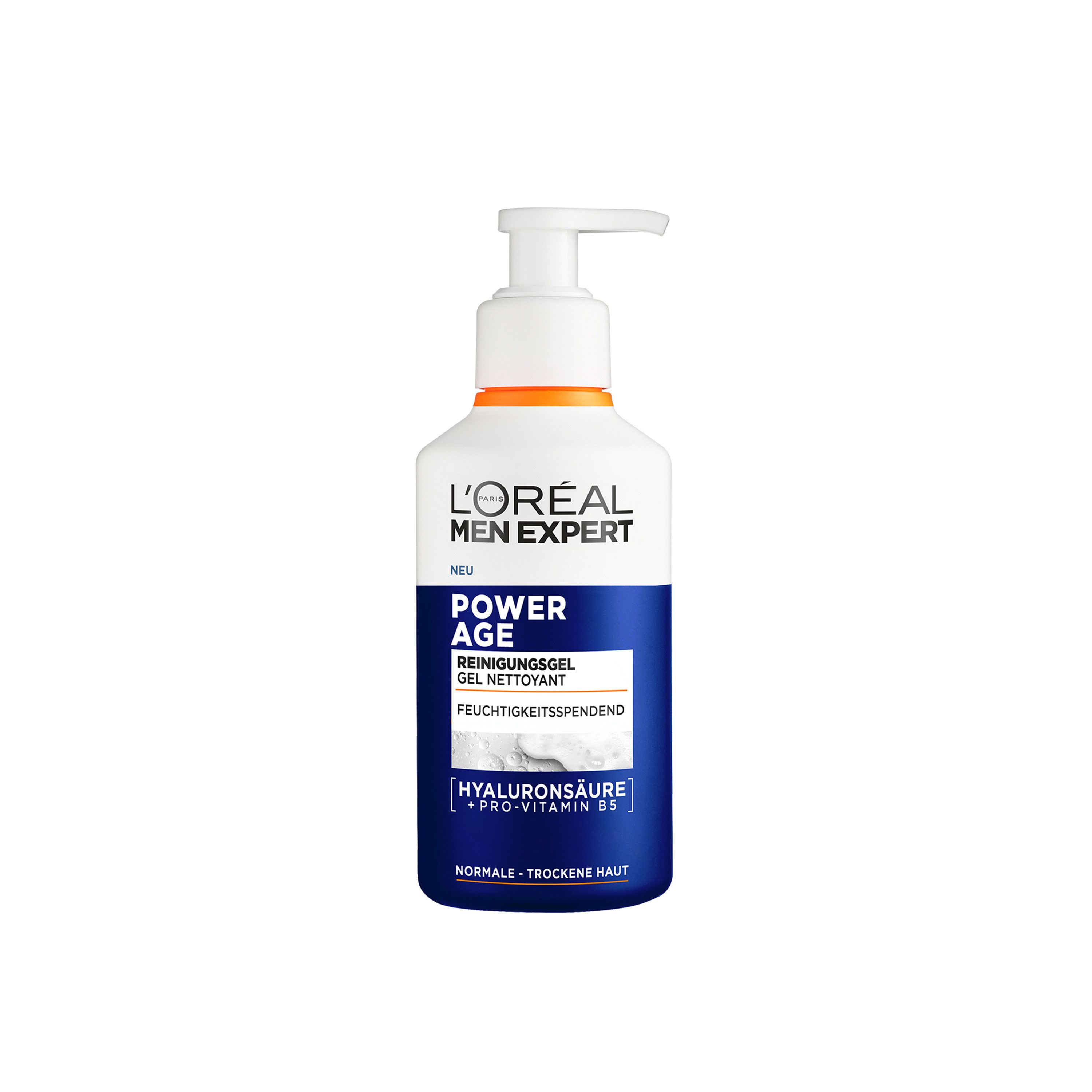 L'ORÉAL PARIS MEN EXPERT Gesichts-Reinigungscreme POWER AGE FEUCHTIGKEITSSPENDENDES REINIGUNGSGEL, mit hydratisierender Hyaluronsäure und nährendem Vitamin B5