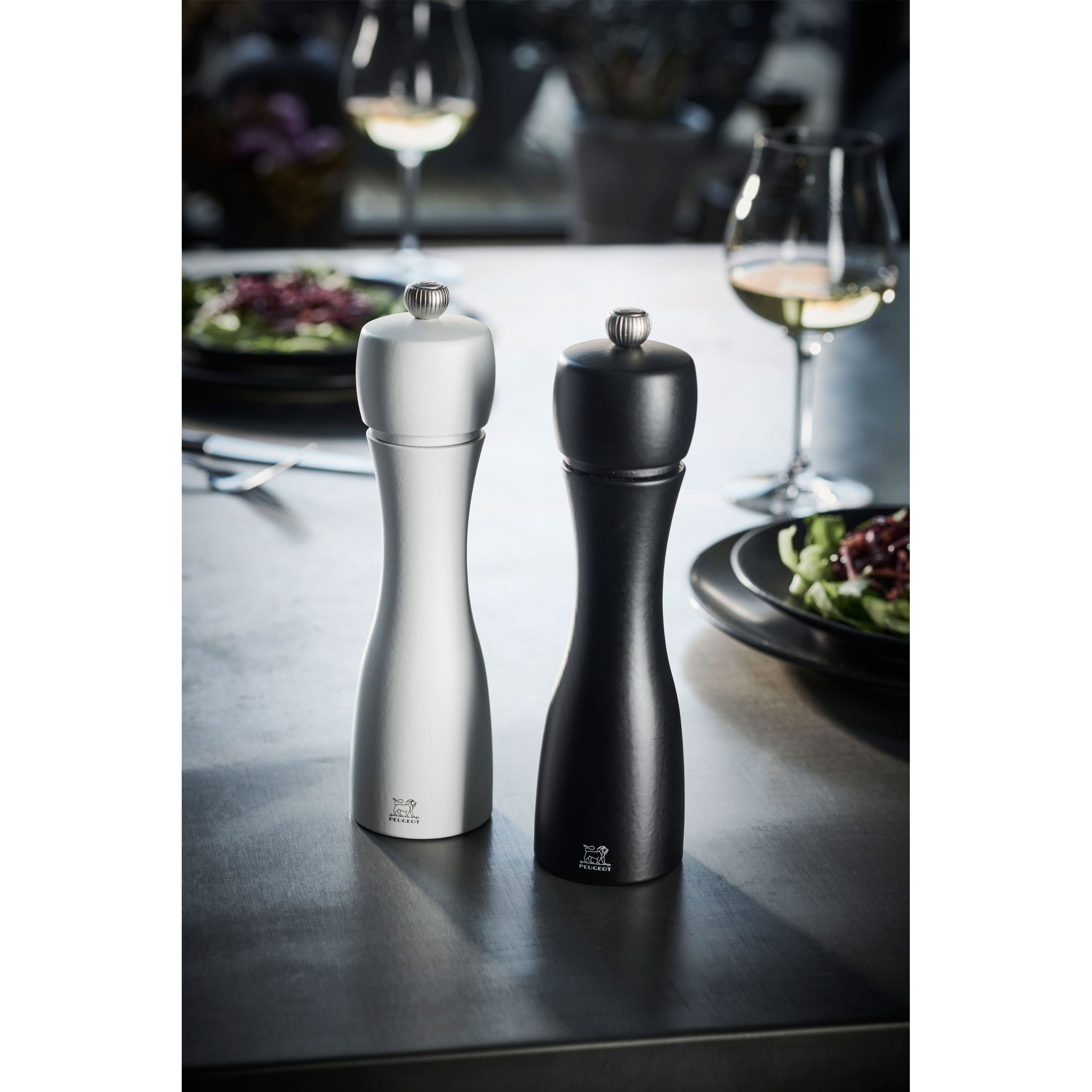 PEUGEOT Salz-/Pfeffermühle TAHITI 20cm Schwarz Weiß Buchenholz Salzmühle Manuell Manuell