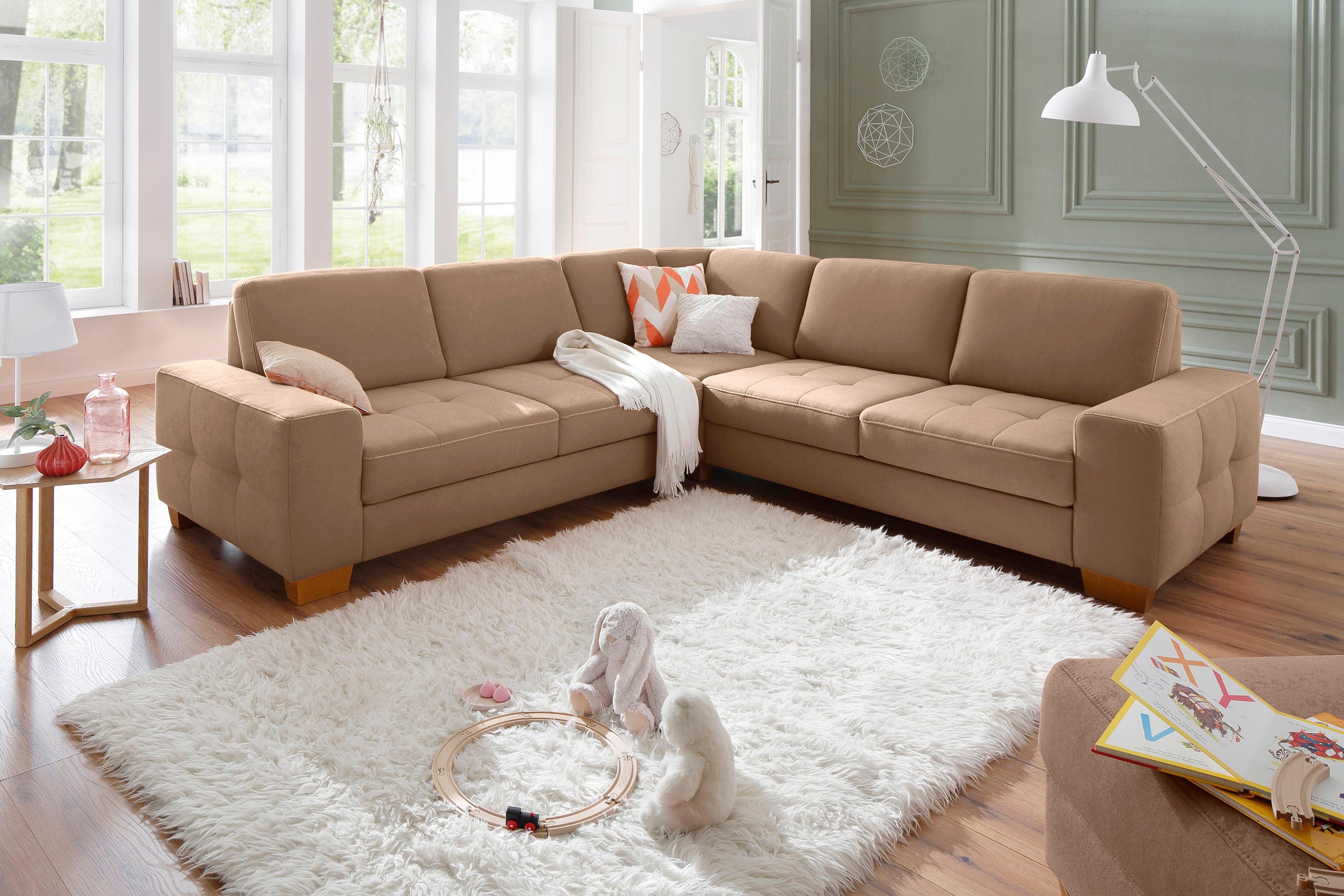 Home affaire Ecksofa "Puccini L-Form" mit Federkern, Sitztiefenverstellung, günstig online kaufen