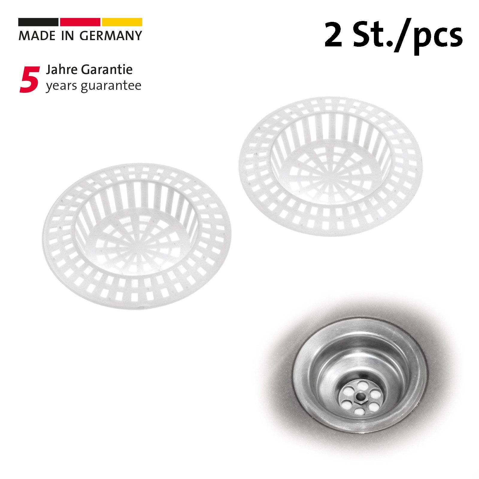 WESTMARK Abflusssieb 2 Stk., Ausgussfilter, ø 7 cm, Rund, PP