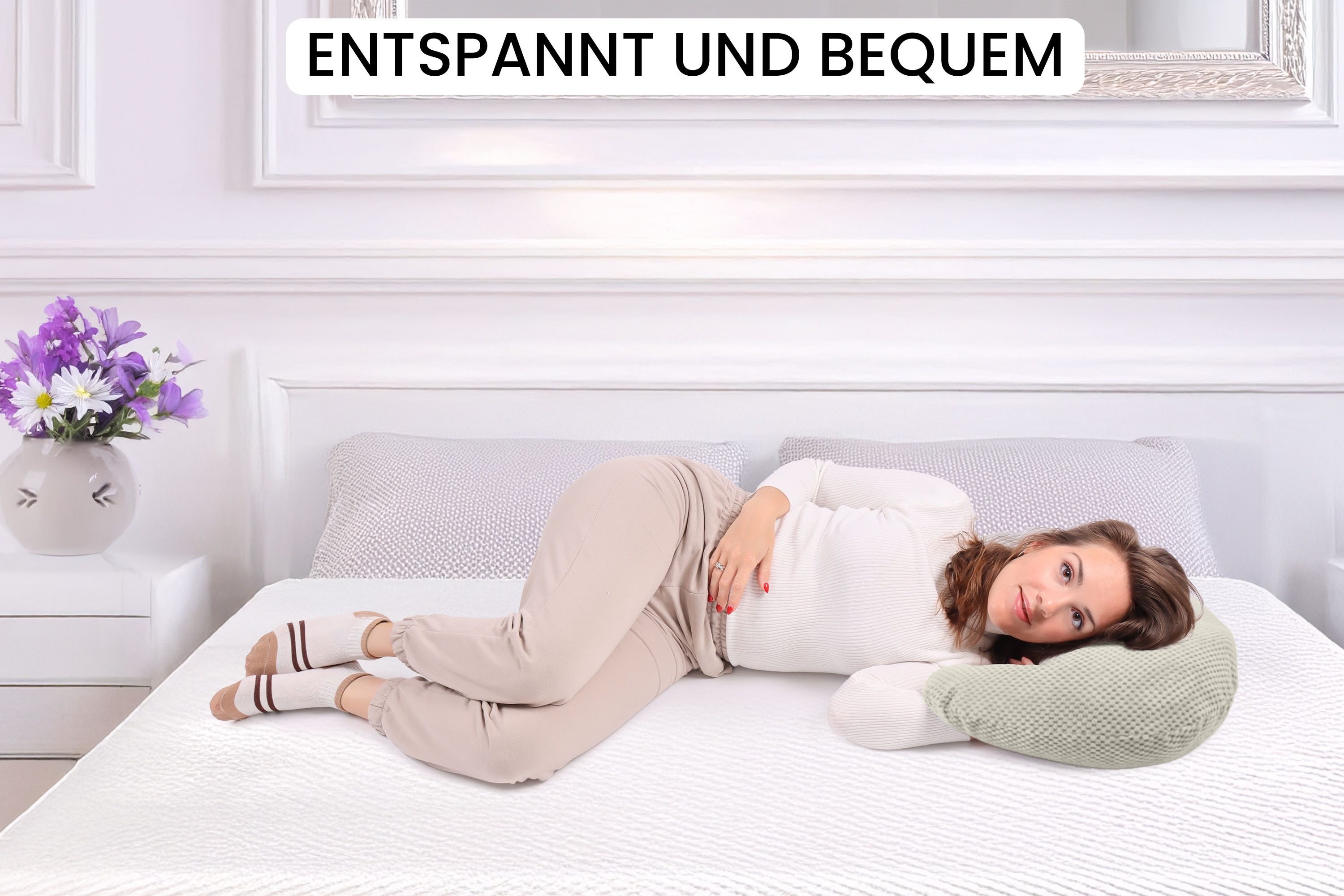 Amilian Stillkissen Stillmond Stillhörnchen klein - Mondkissen - Babykissen, weich, Reißverschluss, EU-Herstellung – Bild 4 von 5