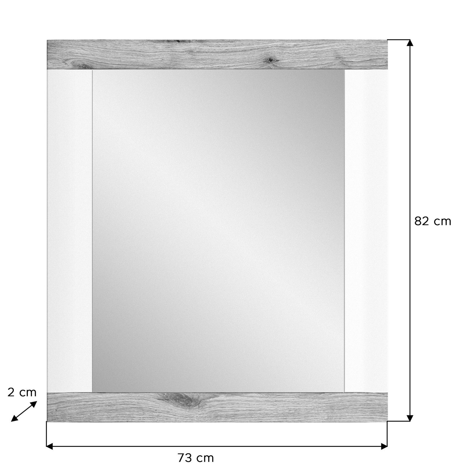 mit 82 cm), x Laredo xonox.home (Garderobenspiegel Eiche, in Landhausstil weiß 73 Wandspiegel