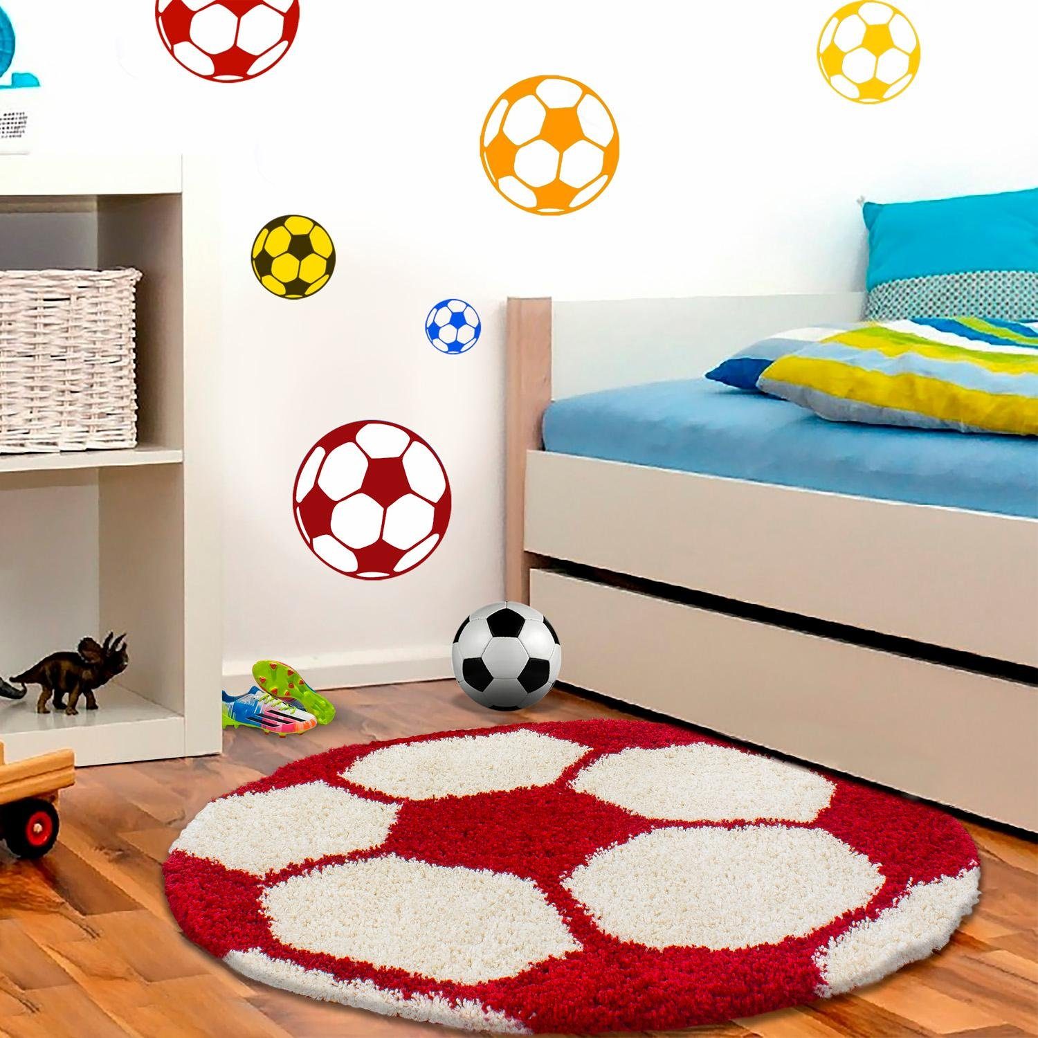 Ayyildiz Teppiche Kinderteppich Fun 6001, rund, Höhe: 30 mm, Fußball Design günstig online kaufen