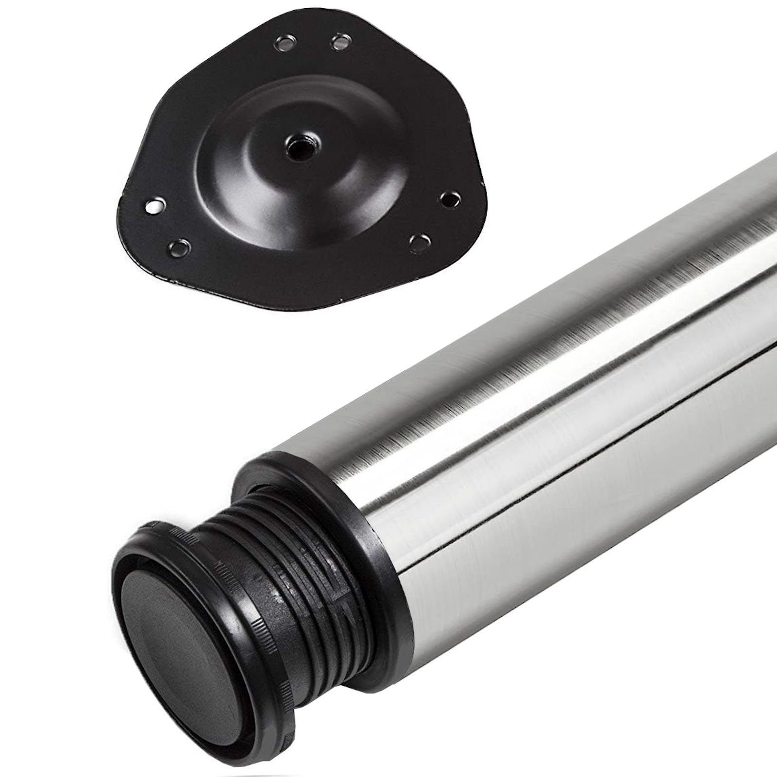 SO-TECH® Tischbein Ø 76 / 80 mm, belastbar bis 75 kg pro Stück, H: 82cm, echt Edelstahl, höhenverstellbar bis 32mm, 1x