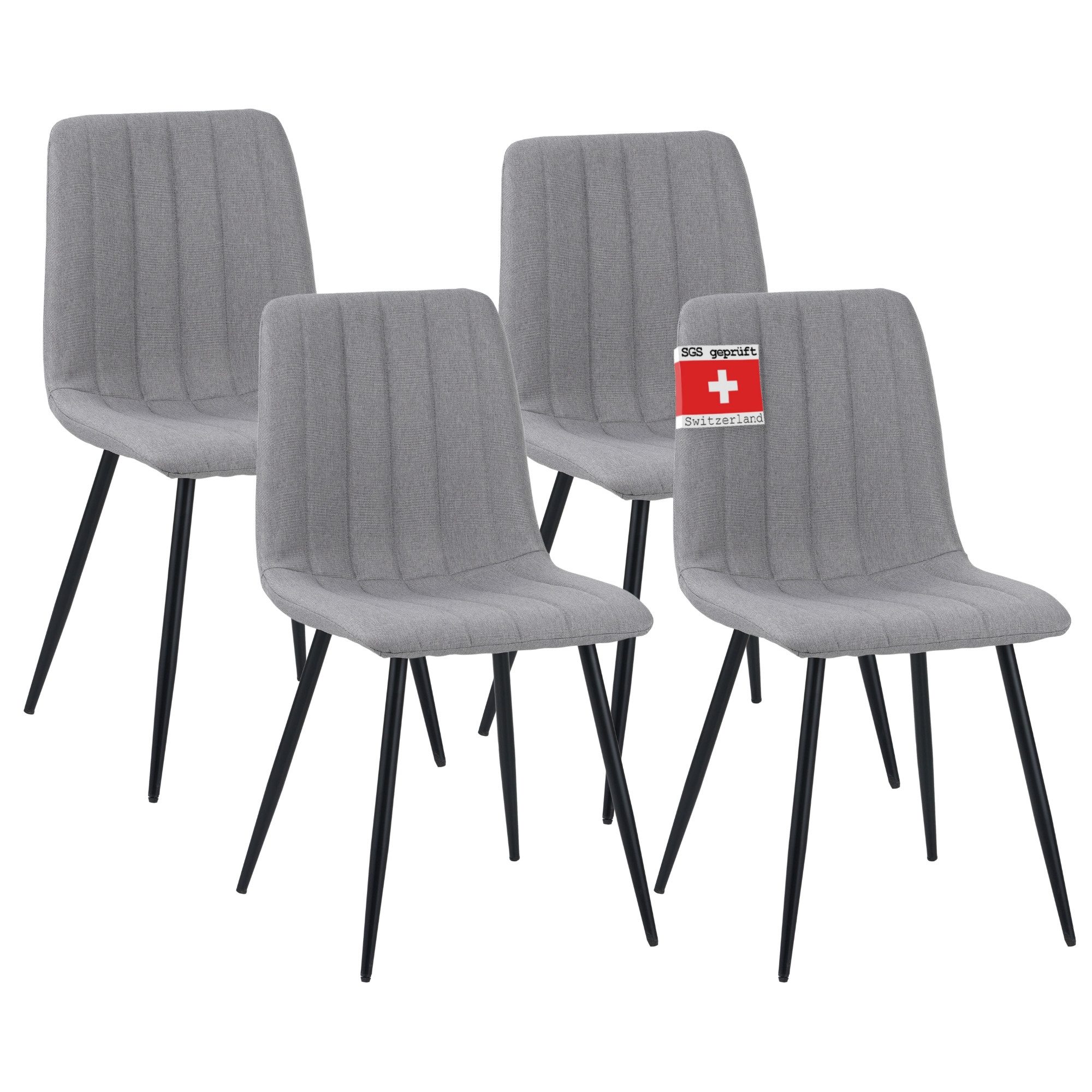 Albatros International Esszimmerstuhl Esszimmer Stühle 4 er Set GARDA, Stuhl Stühle Esszimmerstühle, Küche (4er Set, Grau, Stoff Bezug), Küchenstuhl Küchenstühle Essstühle für den Esstisch Ess Stühle