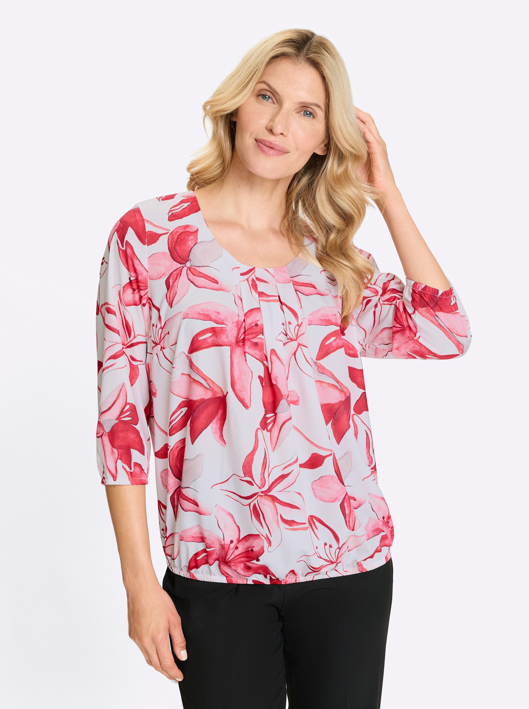 Klassische Bluse Schlupfbluse 3/4-Arm
