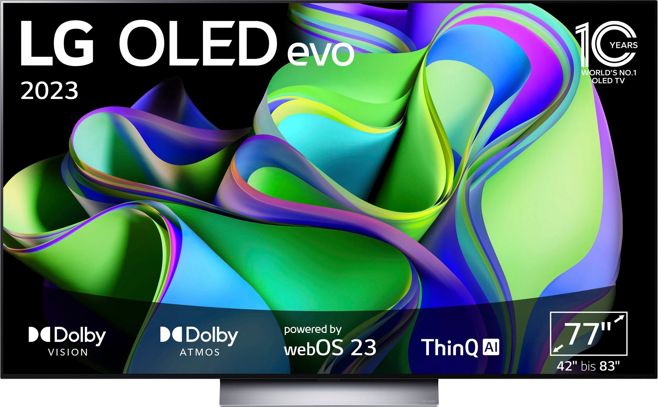 LG OLED77C37LA OLED-Fernseher (195 cm/77 Zoll, 4K Ultra HD, Smart-TV, OLED evo, bis zu 120 Hz, α9 Gen6 4K AI-Prozessor, Twin Triple Tuner)