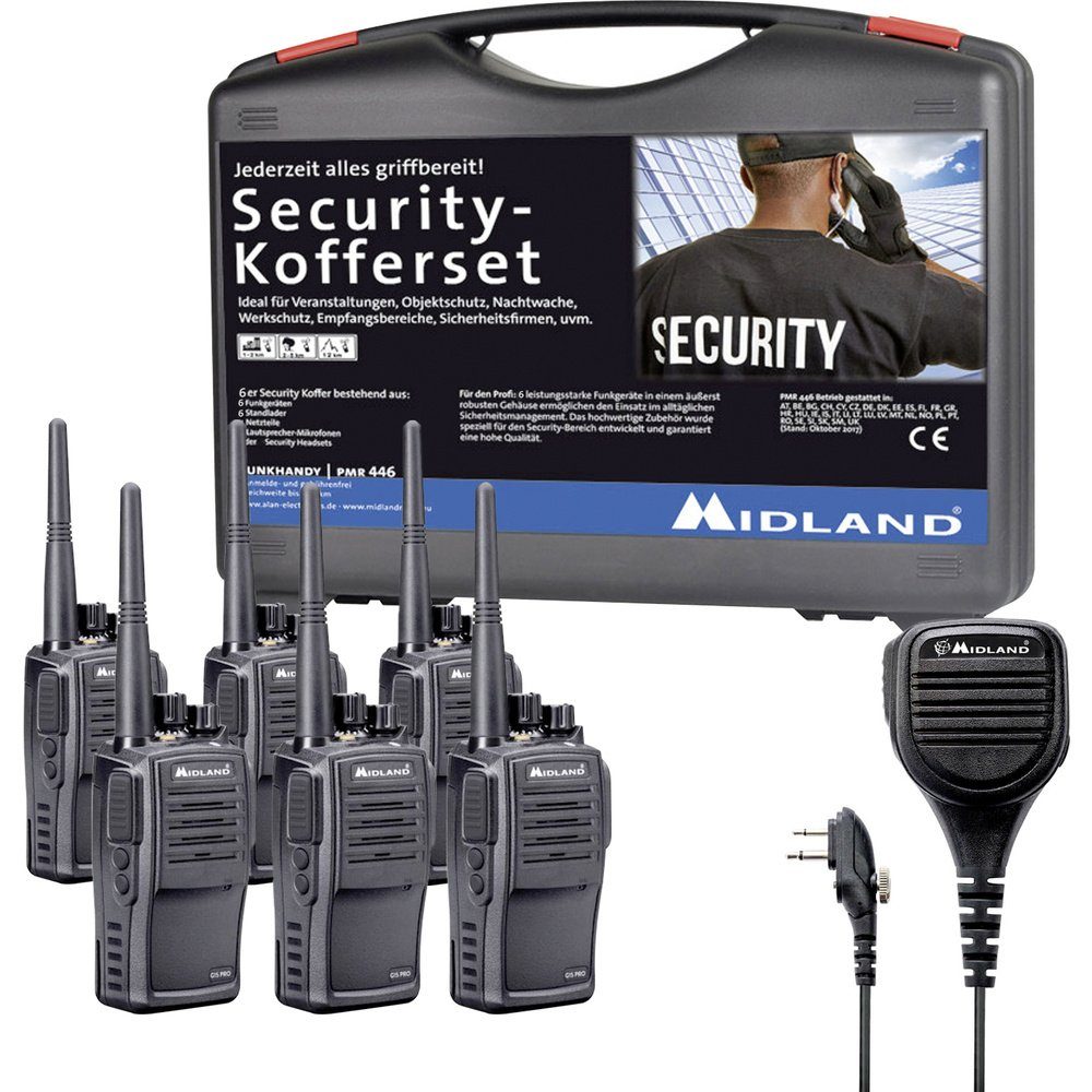 Security Midland PMR-Handfunkg 6er PMR 25-M Pro Walkie G15 inkl. C1127.S5 MA Talkie Midland