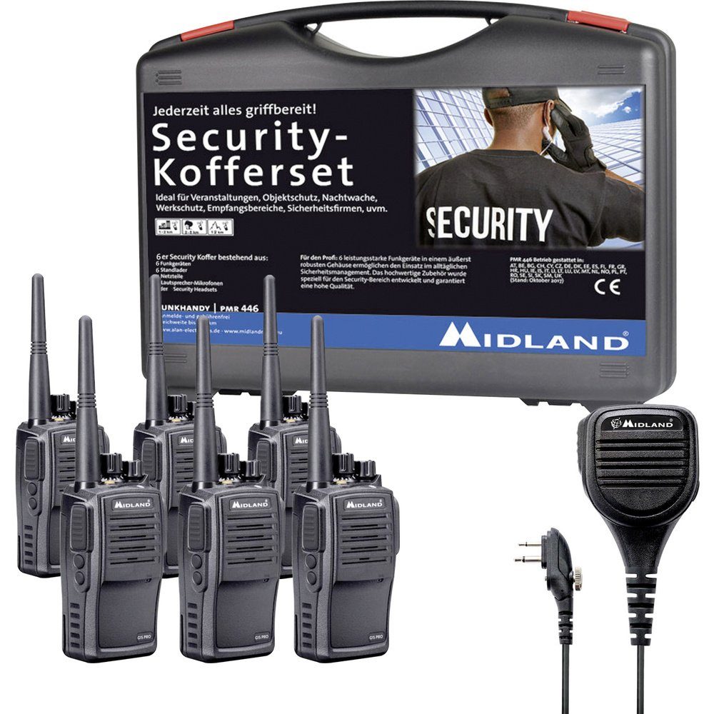 Midland Walkie Talkie Midland C1127.S5 6er PMR-Handfunkg 25-M PMR inkl. Security Pro MA G15