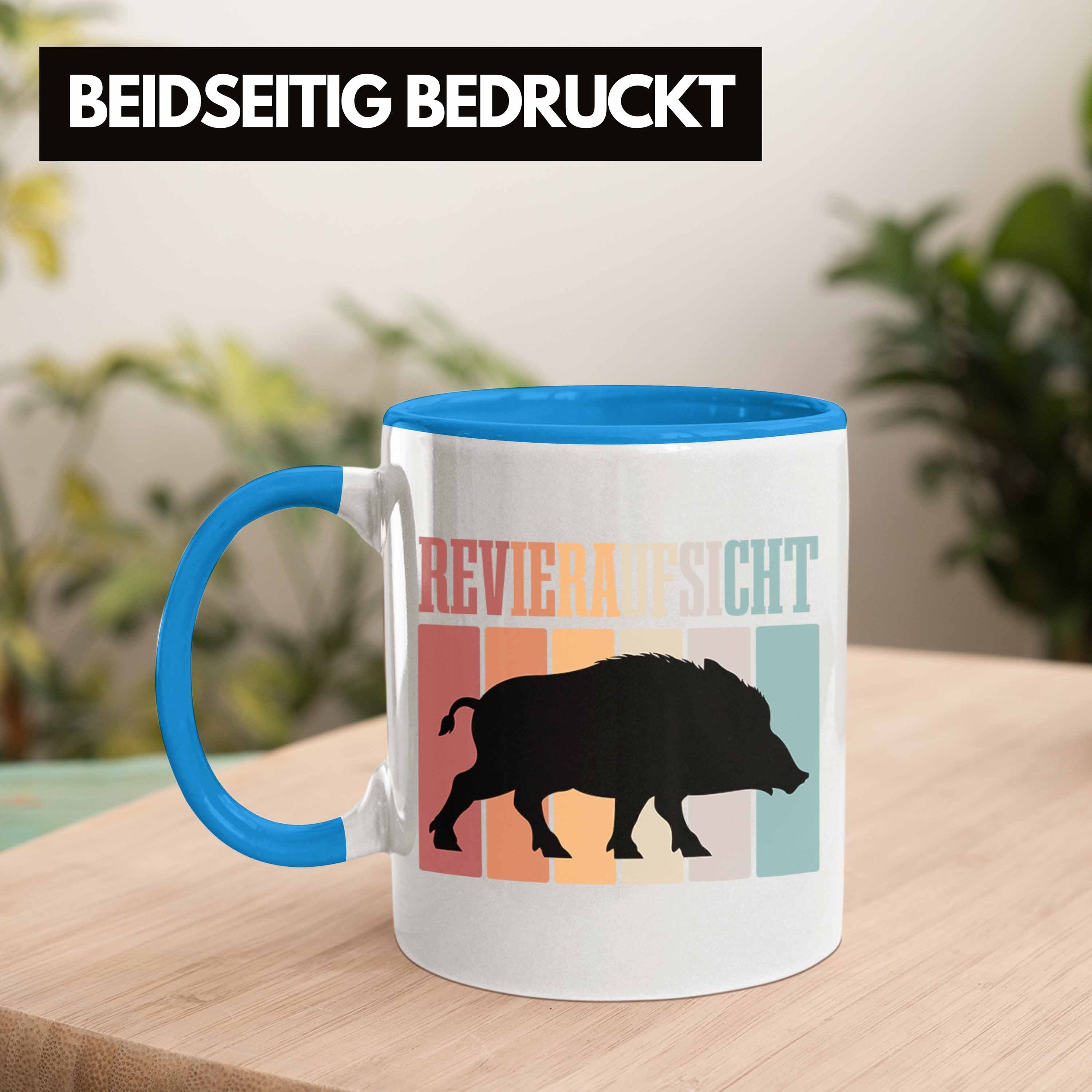 Wildschwein Jäger Geschenkidee für Tasse Revieraufsicht Tasse Geschenk Trendation Jäger Blau
