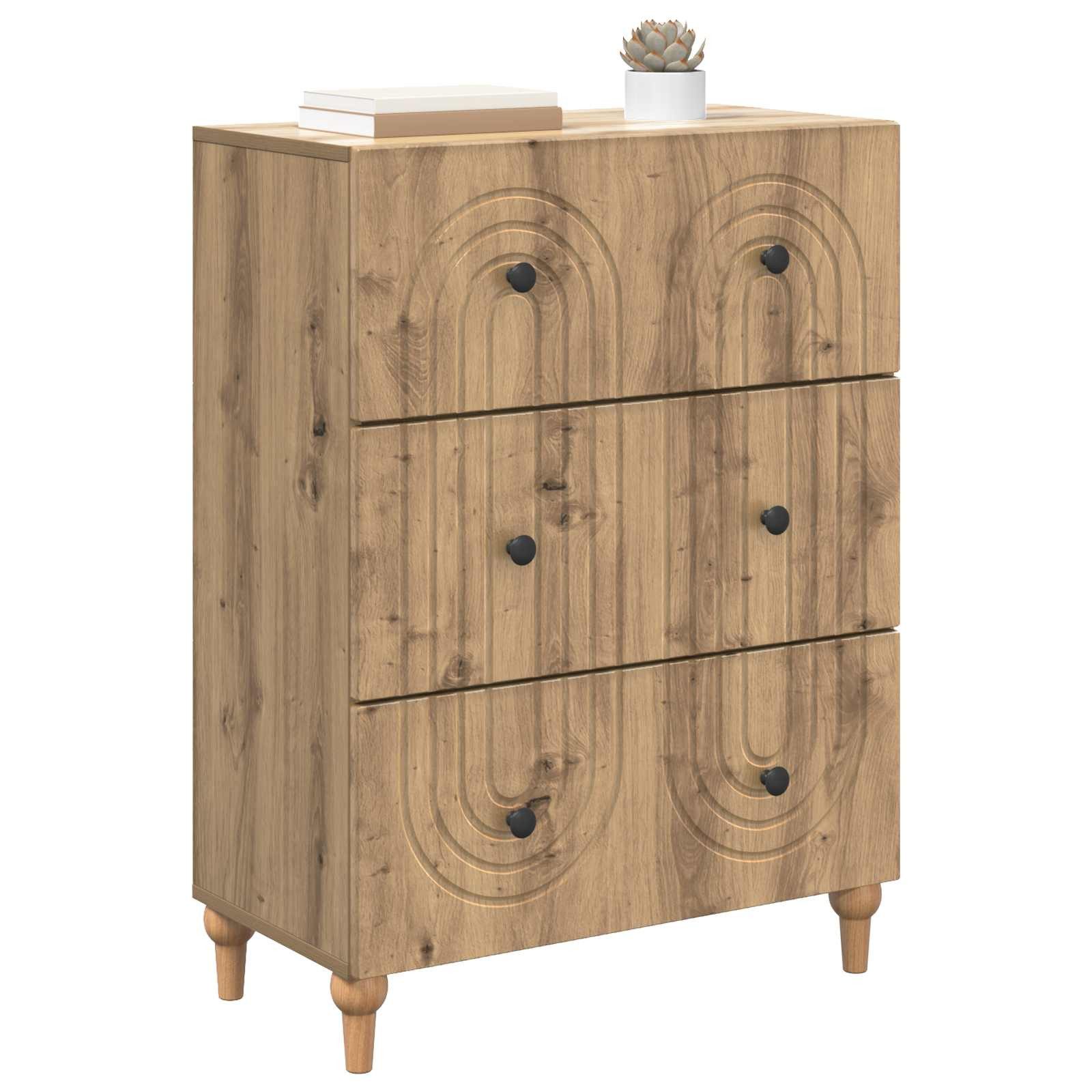 vidaXL Kommode 66 x 34,5 x 90 cm Kommode Schubladenschrank Sideboard Artisan-Eiche 66