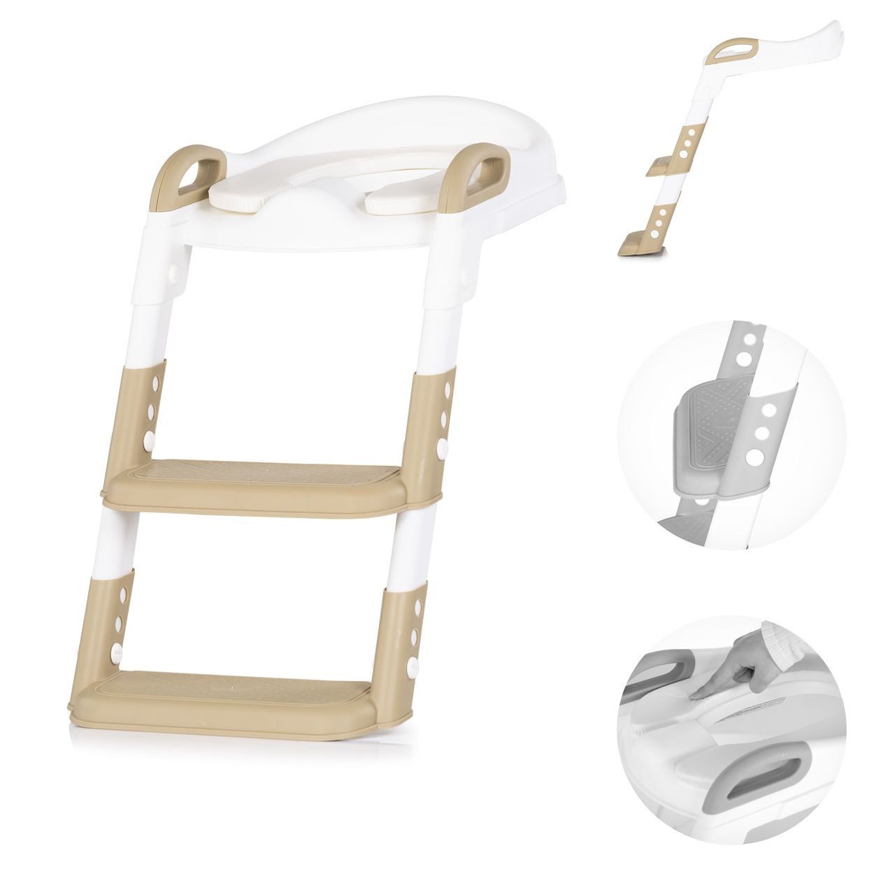 Chipolino Baby-Toilettensitz Toilettentrainer Kiddy, 65 cm, Toilettensitz höhenverstellbar Griffe Stufen