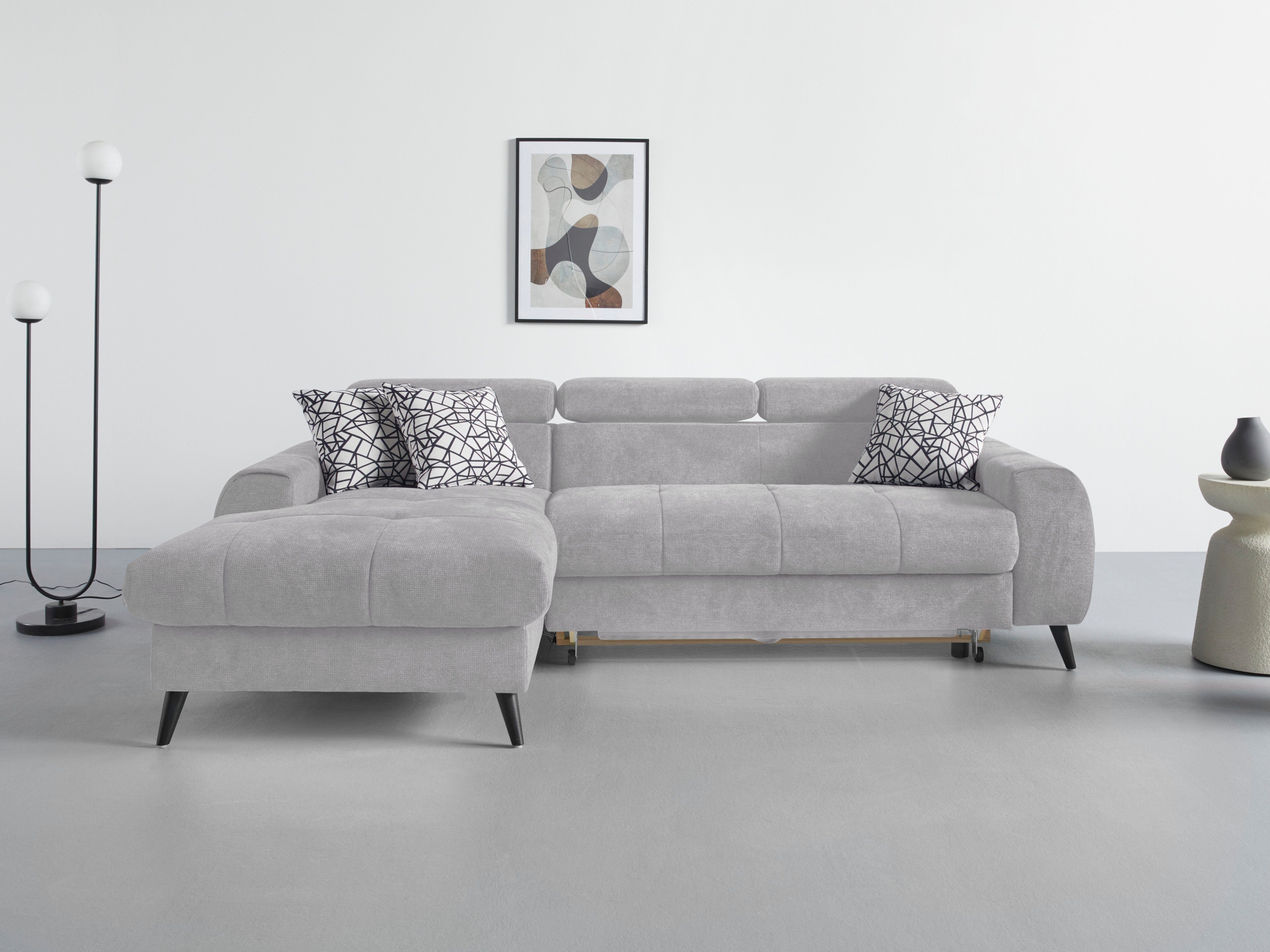 COTTA Ecksofa "Mia L-Form mit 3 Zierkissen", wahlweise mit Bettfunktion, Be günstig online kaufen
