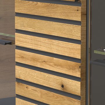 Furn.Design Lowboard Norris (TV Unterschrank in grau mit Eiche, 202 x 55 cm, bis 75), mit Soft-Close-Funktion