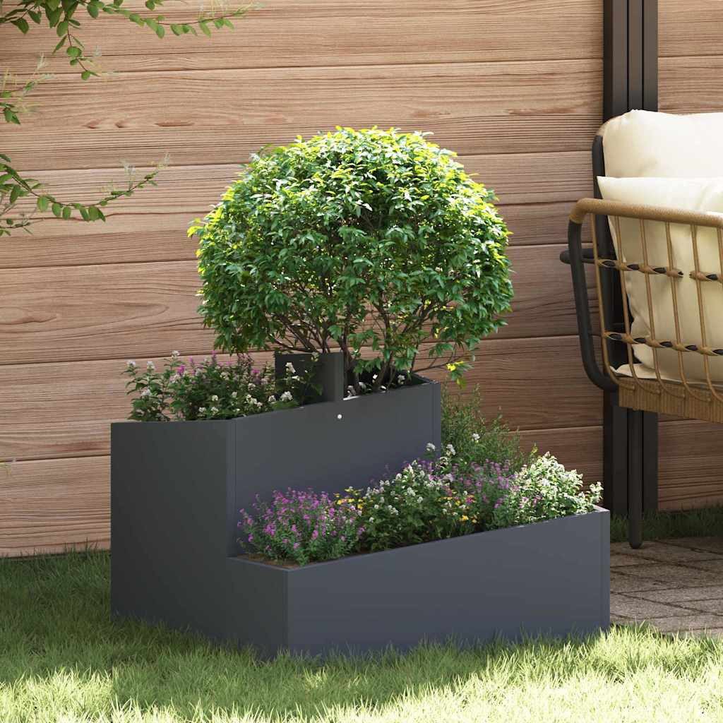vidaXL Blumentopf Garten-Pflanzgefäß Anthrazit 60 x 60 x 50 cm (1 St)