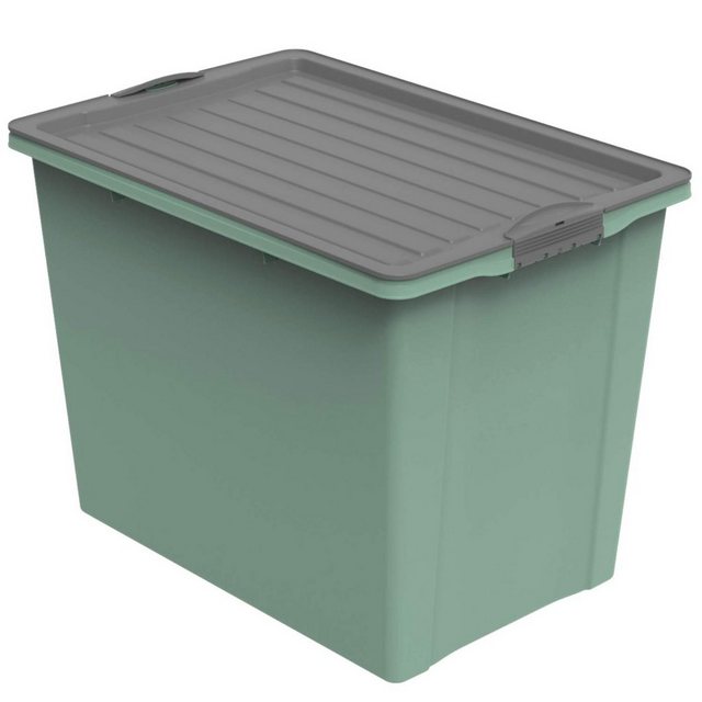 ROTHO Aufbewahrungsbox “Compact Aufbewahrungsbox 70l mit Deckel und Rollen, Kunststoff (PP recycelt) BPA-frei” (Aufbewahrungsset, 3er Set)