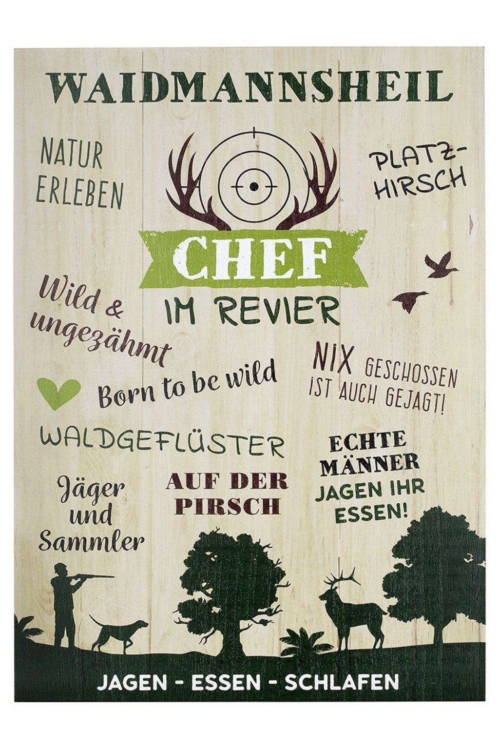 GILDE Wandbild, Sprüche, Halber Meter Holzschild in Gross Vintage Stil mit Spruechen oder