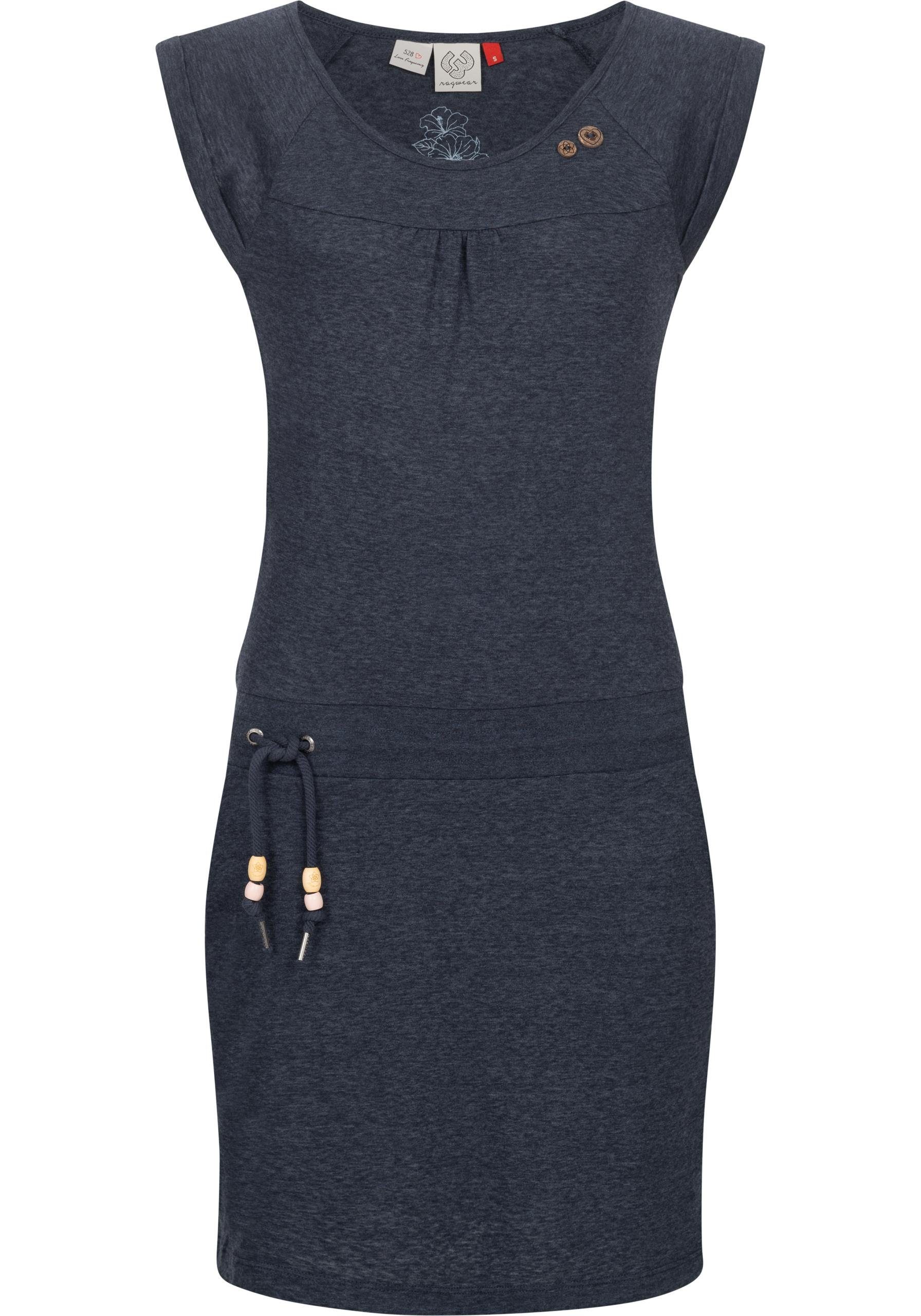 Ragwear Sommerkleid Penelope leichtes Baumwoll Kleid mit Print jeansblau