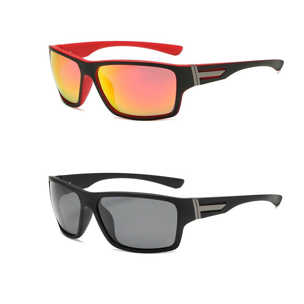 GelldG Sonnenbrille Sport Sonnenbrille 2 Stück Polarisierte Sportbrille für Herren Damen rot