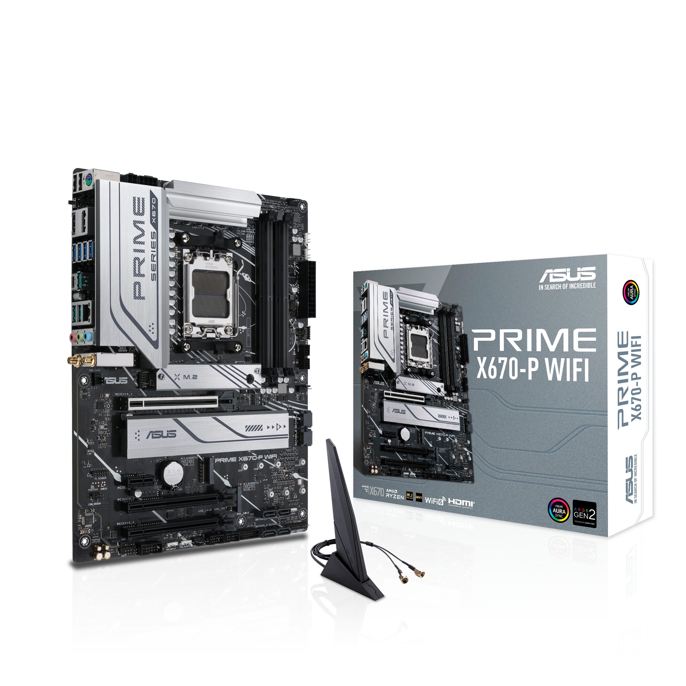 Asus PRIME X670-P WIFI Mainboard, Ryzen 7000, ATX, PCIe 5.0, 3x M.2, DDR5-Speicher, WiFi6