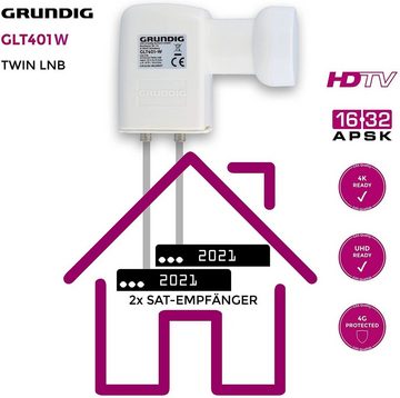 GSS Twin LNB GLT 401 + Aufdrehhilfe - Weiss Universal-Twin-LNB (LTE Filter - Full HD, 4K, HDTV, 0.1dB,Wetterschutz)