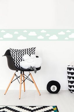 lovely label Bordüre Wolken mint - Wanddeko Kinderzimmer, selbstklebend