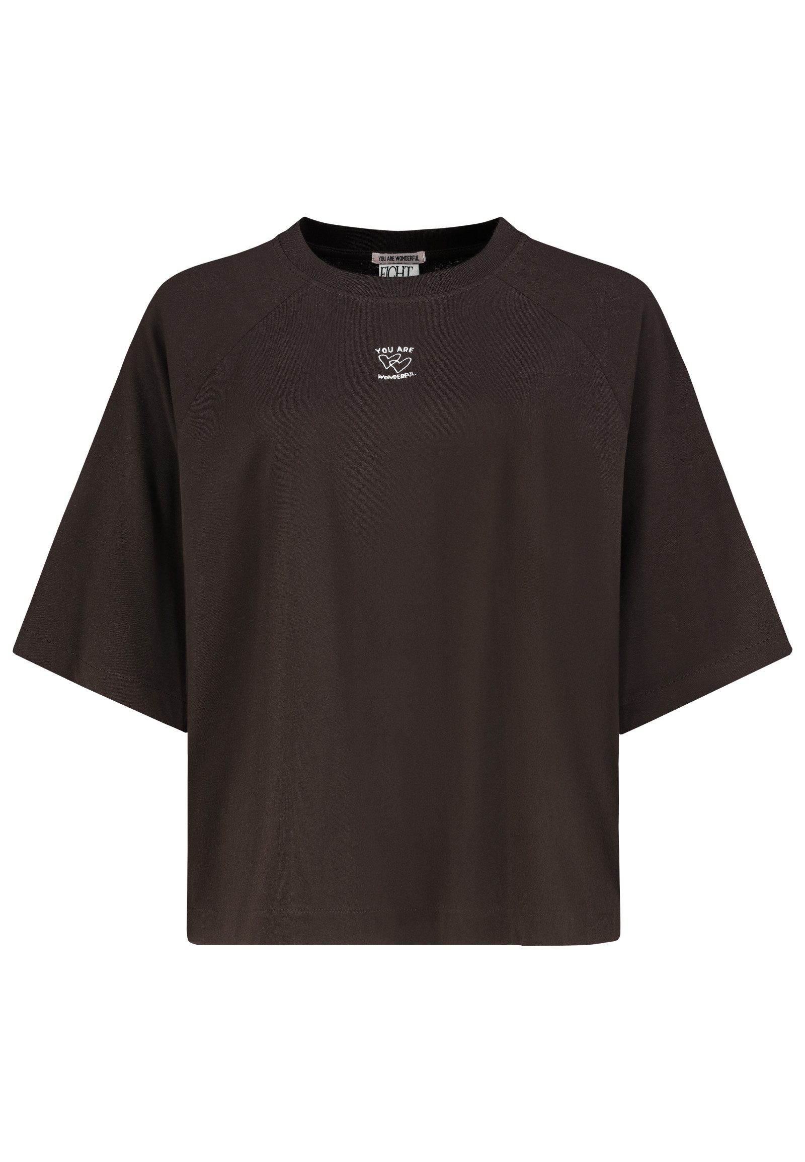Eight2Nine T-Shirt Damen Oversize Shirt mit Stickmotiv softer Modal-Mix, lockere Raglanärmel