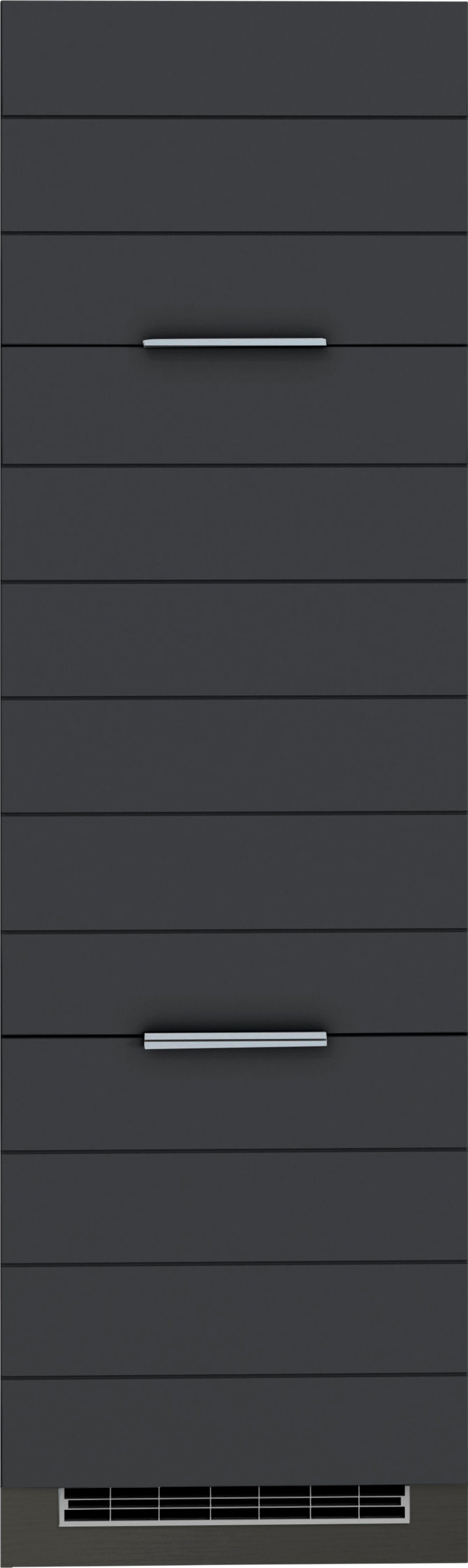breit, hochwertige cm MDF-Fronten Lisene HELD mit Luhe MÖBEL Kühlumbauschrank grau graphit | Matt/grafit 60 waagerechter