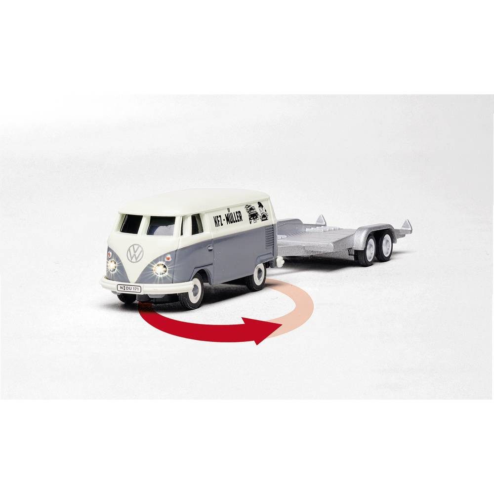 CARSON RC-Auto VW T1 Bus Kastenwagen mit Autoanhänger 1:87 RC Modellauto Elektro Bus, inkl. Akku, Ladegerät und Senderbatterien