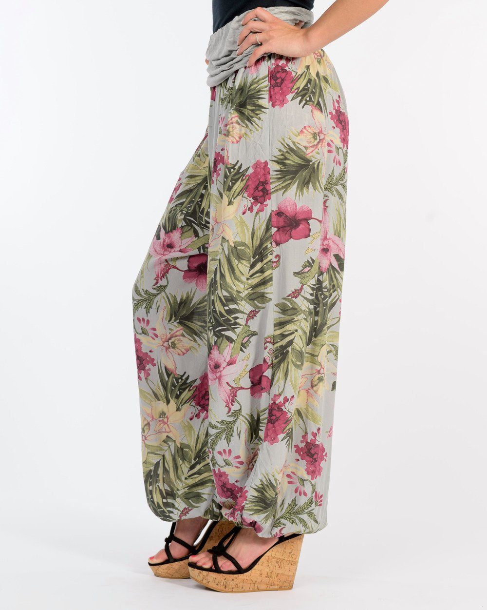 malito more than fashion Haremshose malito Damen Aladinhose mit floralem Muster, Haremshose zum Tanzen, Aladinhose mit floralem Muster Einheitsgröße