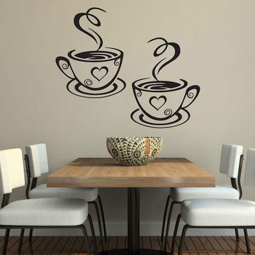 HIBNOPN 3D-Wandtattoo 2 Sets of Kitchen Decor Stickers, Wall Stickers, Coffee Time Cups (2 St)