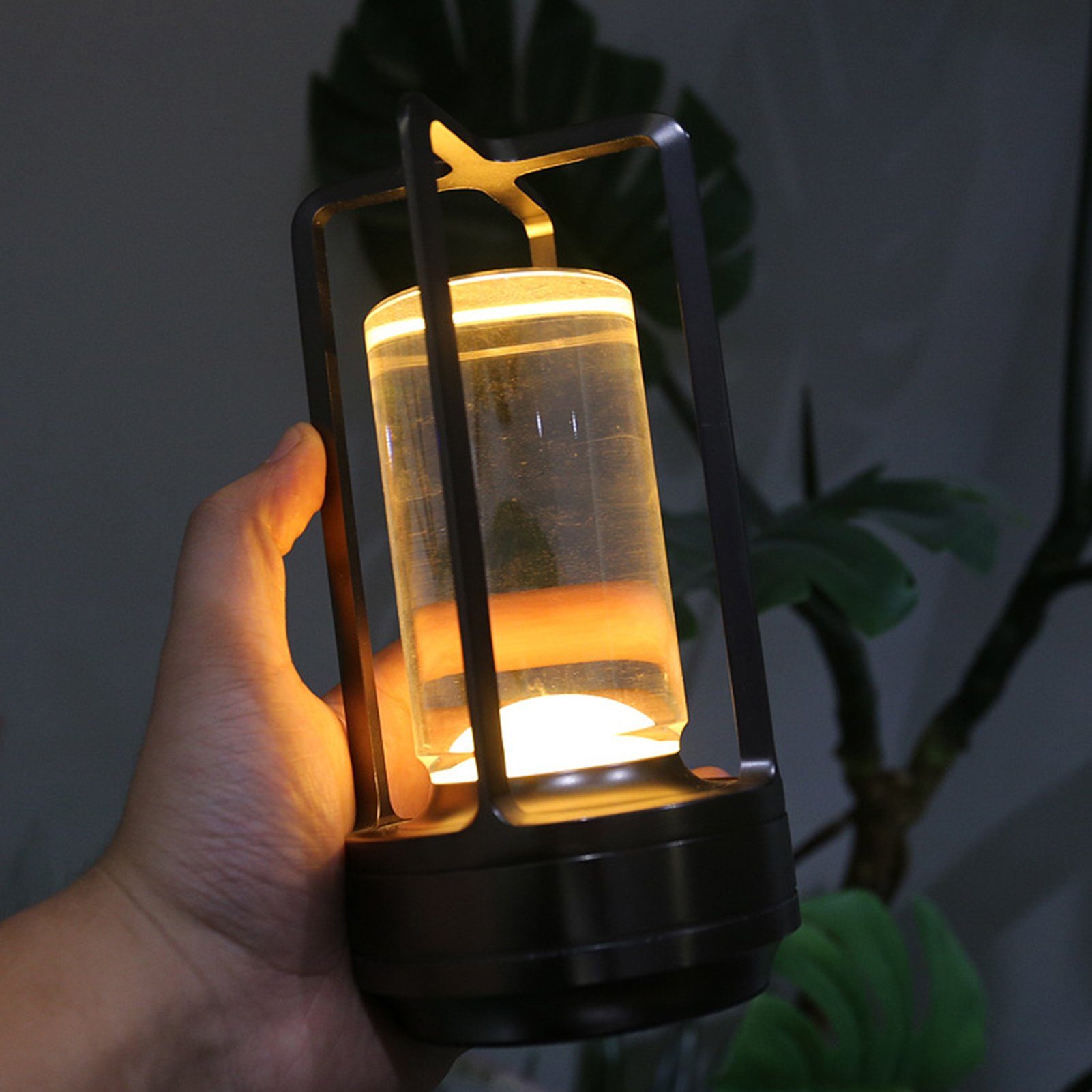 Rutaqian LED Lampion LED Tischlampe, Einstellbares und Licht dreifarbiges Touch Heimdekoration Schwarz Für KristalllaterneTischlampe,Kristalllaternenlampe