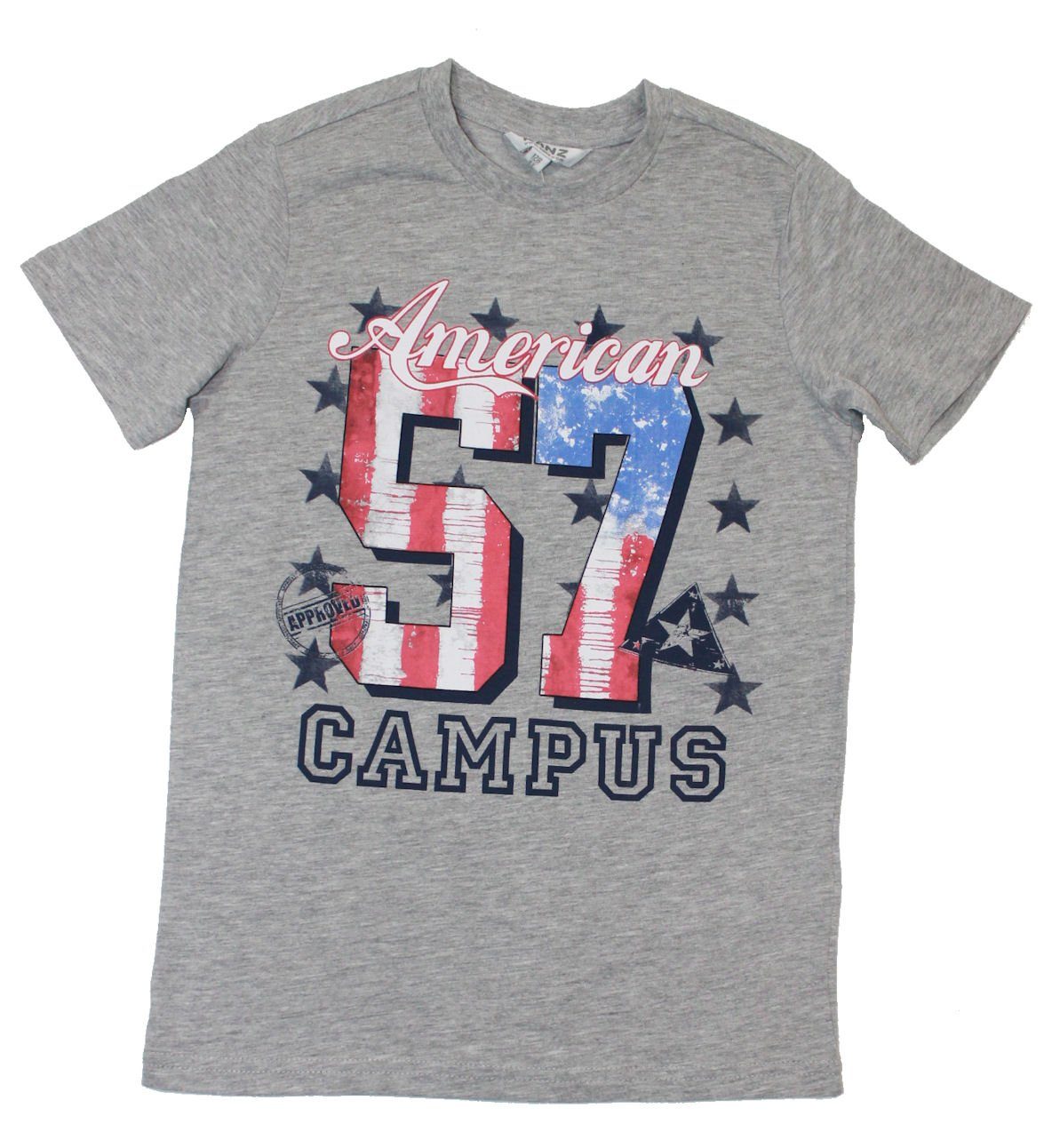 Kanz T-Shirt Kanz Jungen T-Shirt American campus grau melange (1-tlg)