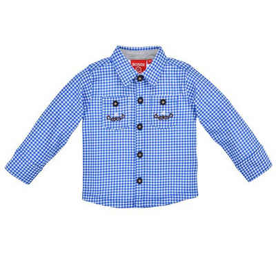 BONDI Trachtenhemd Hemd Langarm LAUSBUB in karo blau-weiss