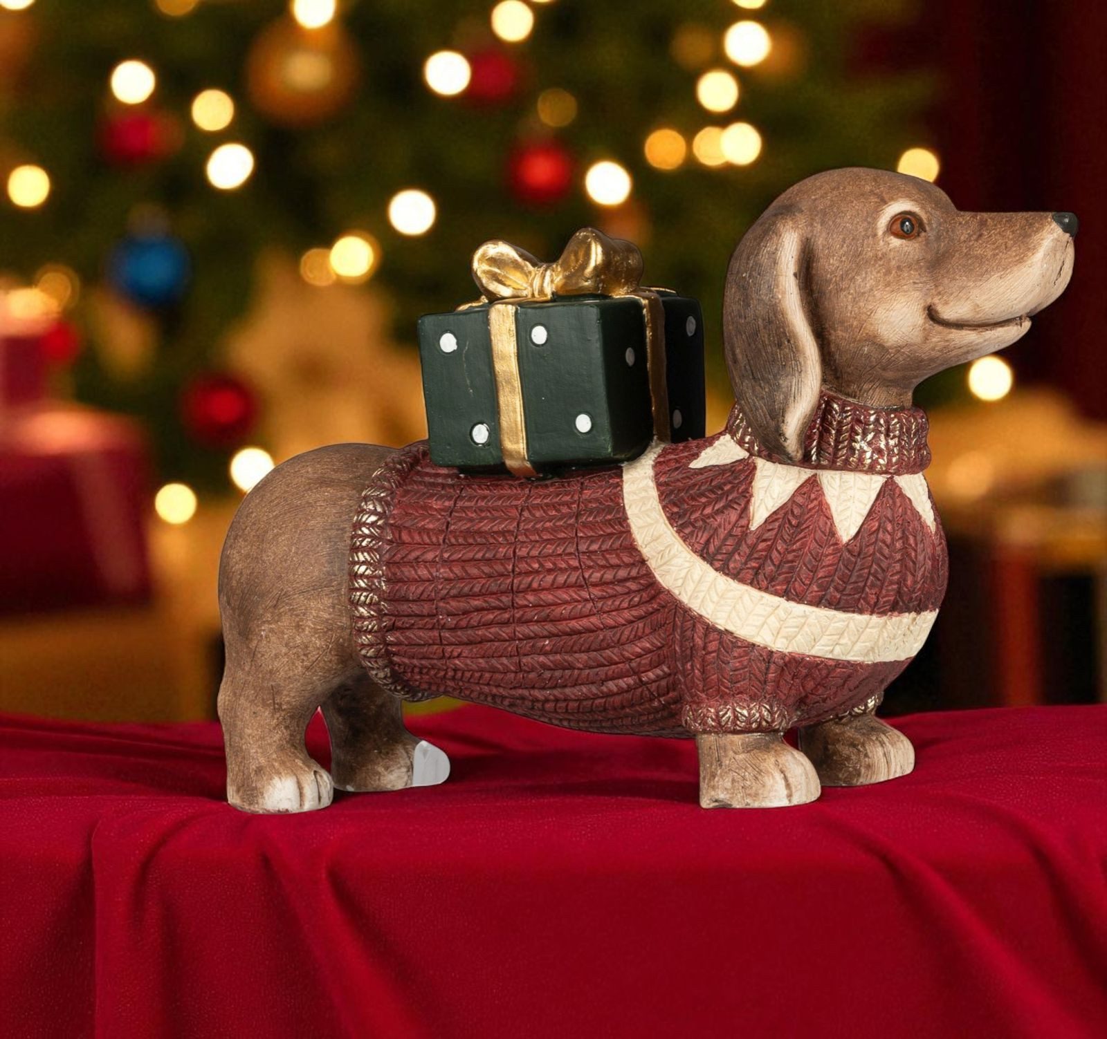 formano Sammelfigur 2er Set Deko Hund Figur Weihnachtsdekoration aus Magnesia 30x 52 cm