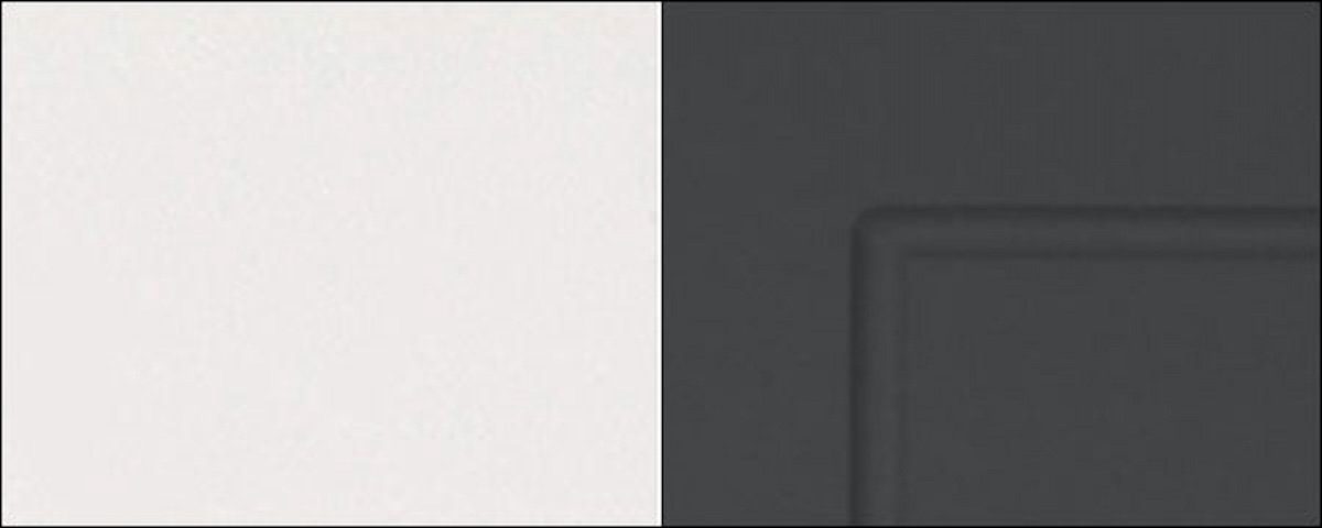Korpusfarbe Kvantum Front- Soft-Close), grifflos 60cm Mikrowelle, & abgerundete (2 graphit wählbar (Teilauszug, & Backofenumbauschrank für Ecken) mit Selbsteinzug Schubladen Klappe dekorativen matt Fräsungen, & Feldmann-Wohnen Kompaktofen