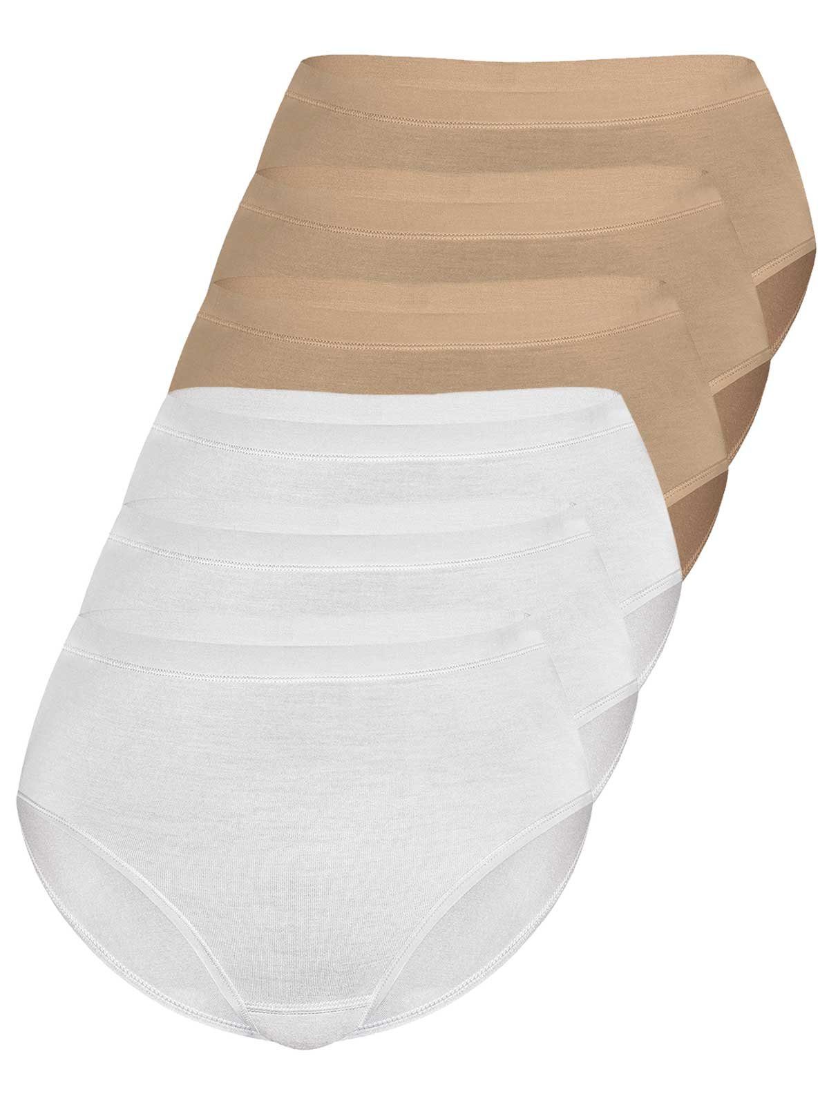 (Spar-Set, Midi Sassa Slip 6er 3xwhite 6-St) SKIN Sparpack LOVELY Zwickel Hüftslip