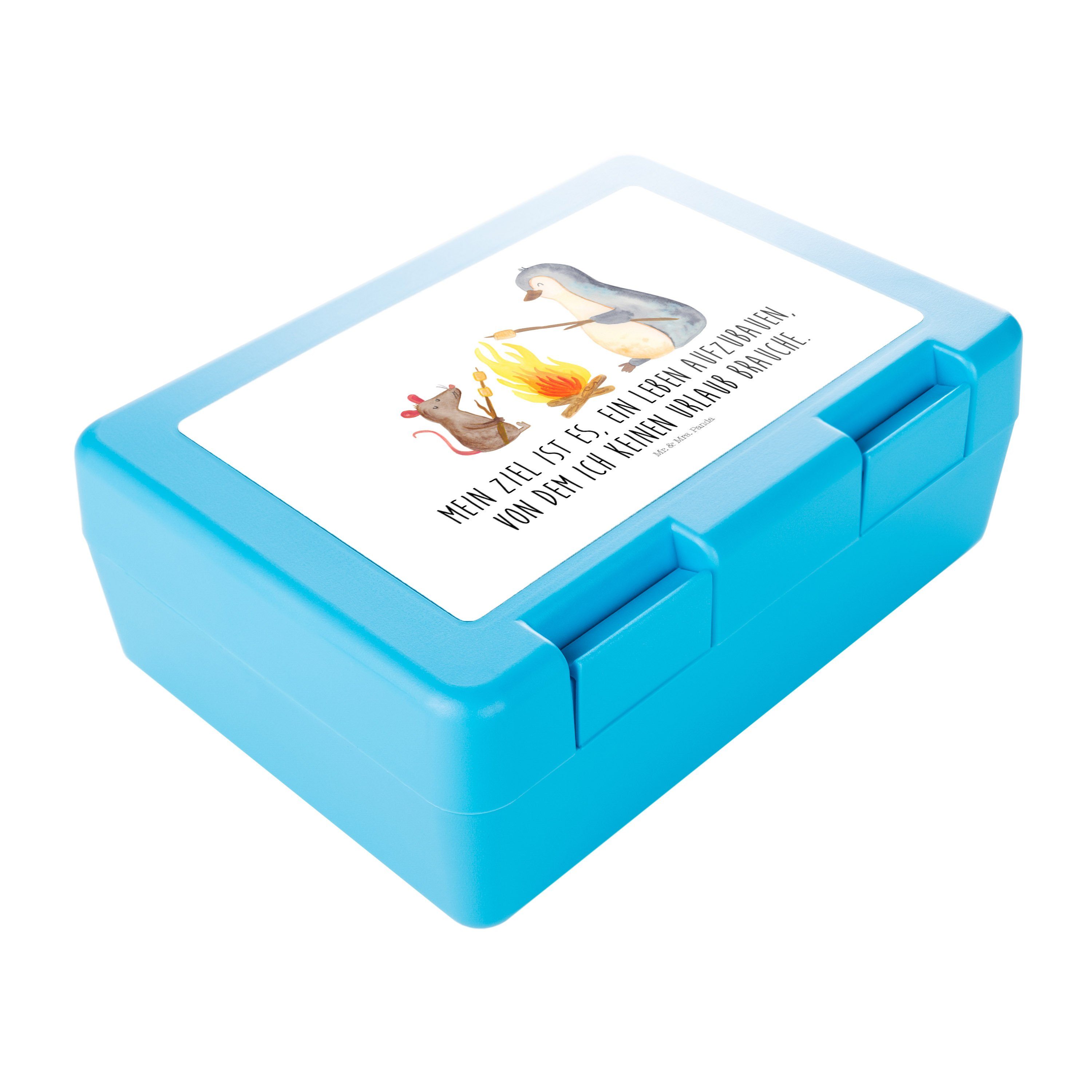 Kunststoff, (1-tlg) Pinguin Premium & Butterdose Panda Lunch box, Mrs. Geschenk, Brotzeitbox, - Weiß Mr. Marshma, - Lagerfeuer