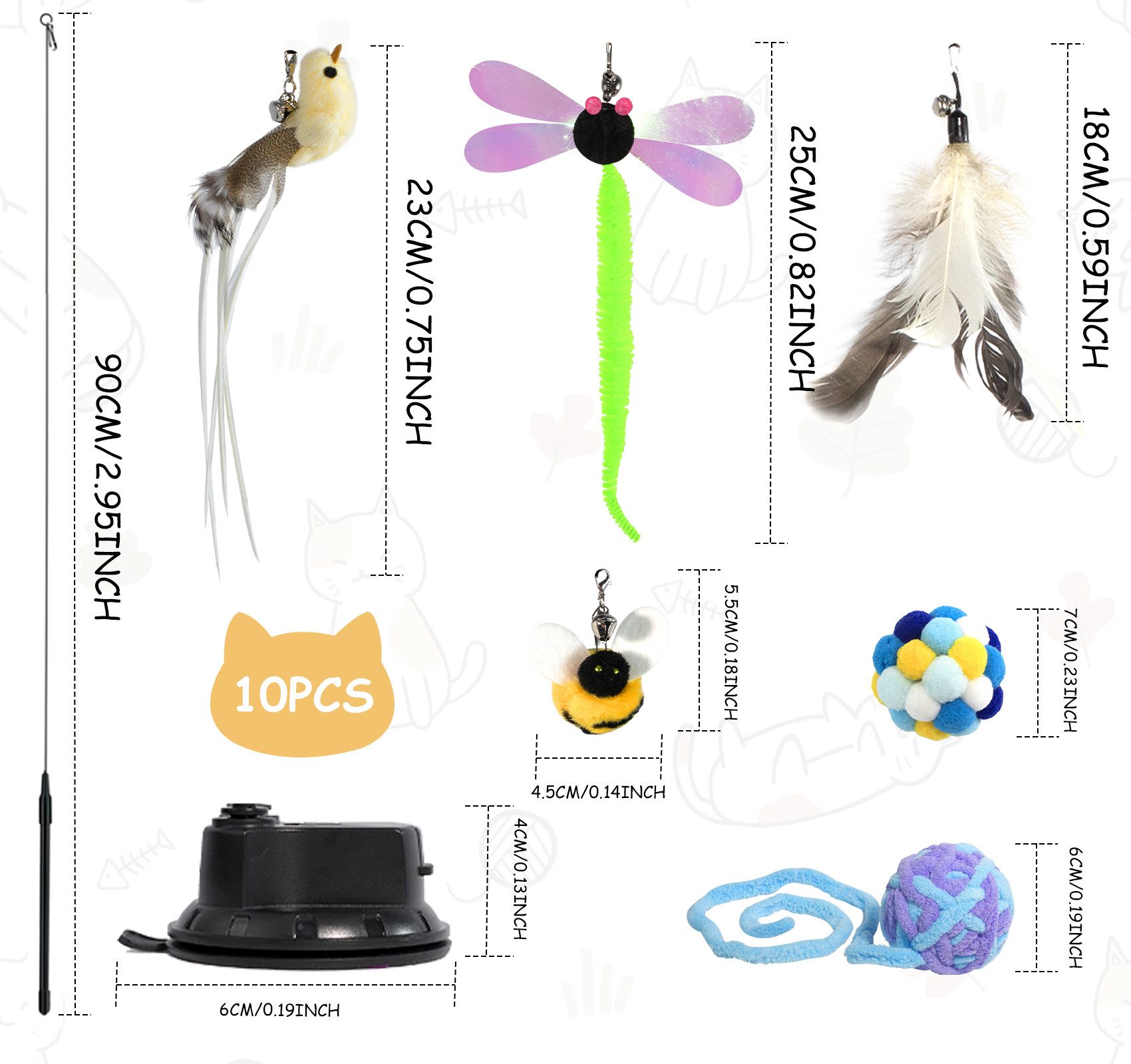 ElitVita Tier-Beschäftigungsspielzeug 10 Stück Katzenspielzeug Set, mit Sau günstig online kaufen