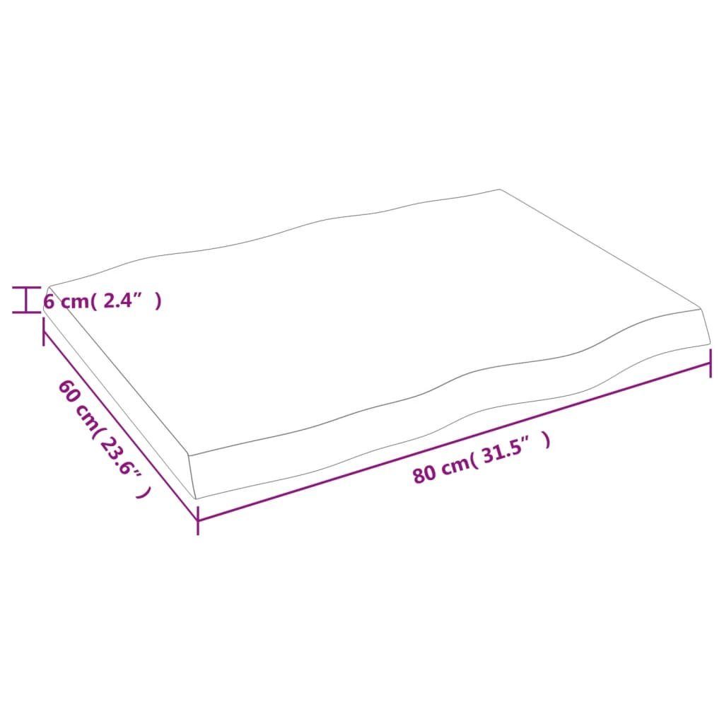 Massivholz Tischplatte St) Behandelt 80x60x(2-6) (1 cm furnicato Baumkante