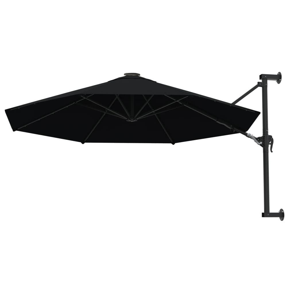 vidaXL Sonnenschirm Sonnenschirm zur Wandmontage mit Metall-Mast 300 cm Schwarz