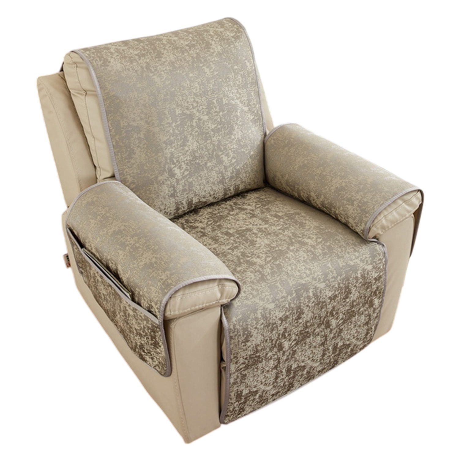 Refttenw Sesselschoner Sesselschonbezug Rutschfest Sofaüberzug 190x225cm, Fernsehsessel Schutzbezug mit Seitentasche Armlehne