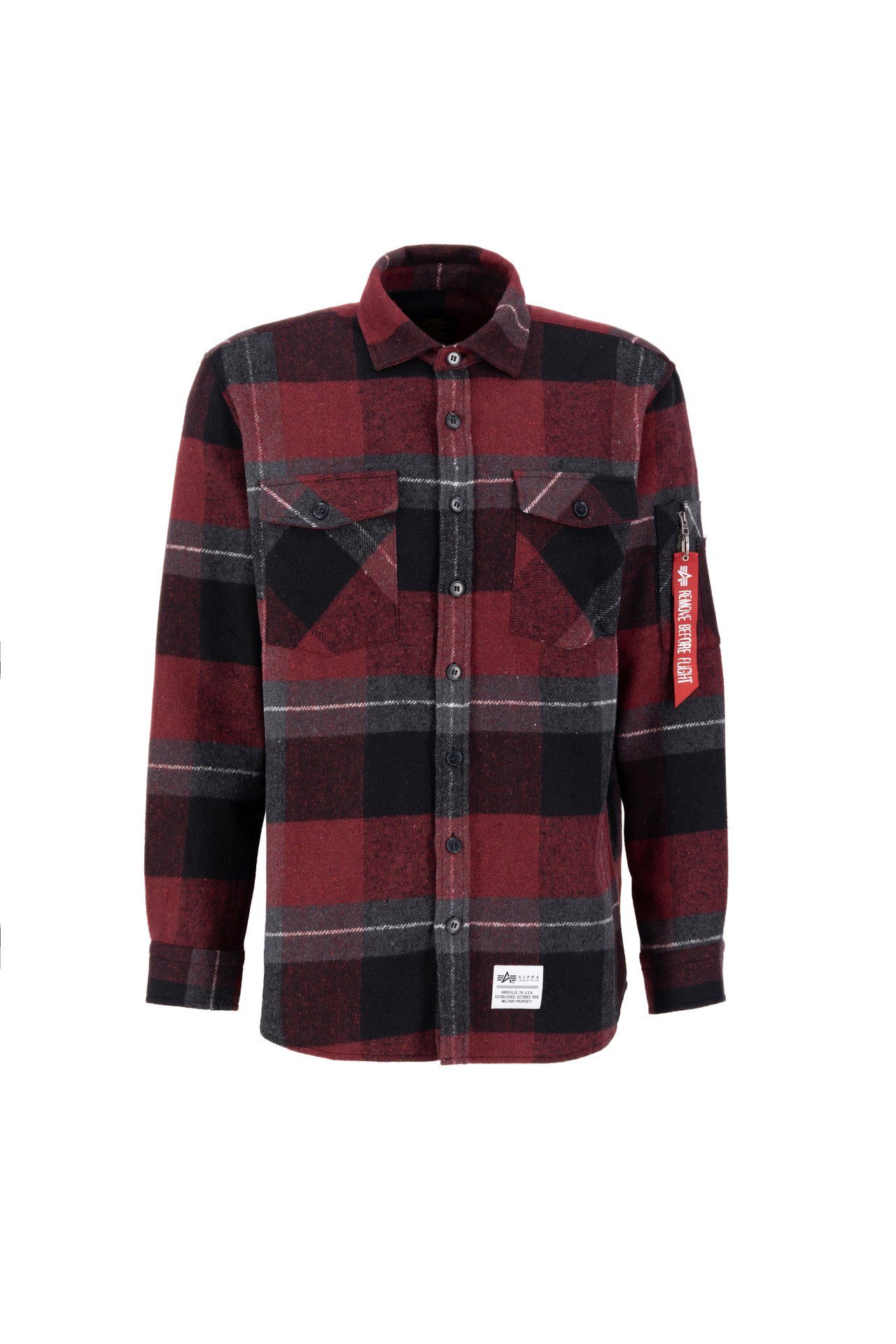 Alpha Industries Outdoorhemd black/red Industries Shirt Herren Alpha Langarmhemd Flannel