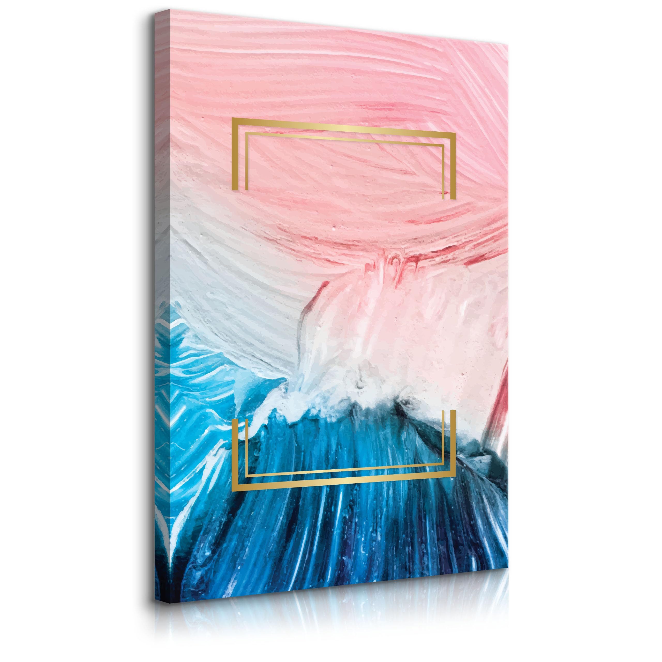 Muralo Leinwandbild Abstrakt – Leinwandbild Wandbild Kunstdruck Wohnzimmer, Abstrakt (1 St), Aquarell-Pastell-Marmor, 20 x 30 cm, aufhängefertig