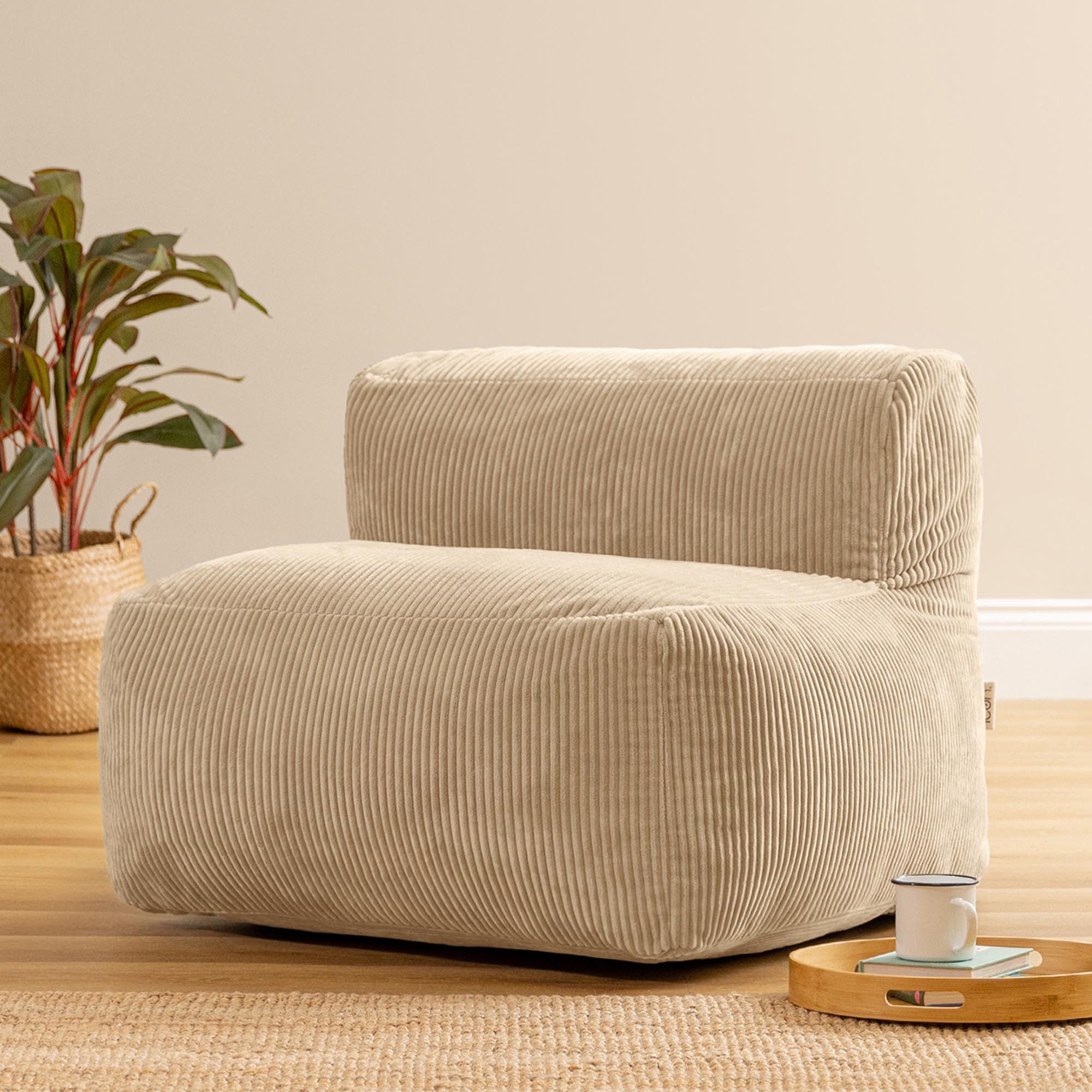 icon Sitzsack Modulares Sessel aus Cord Flauschig „Zen“, Schaumstoff Füllung, für Wohnzimmer, für Schlafzimmer