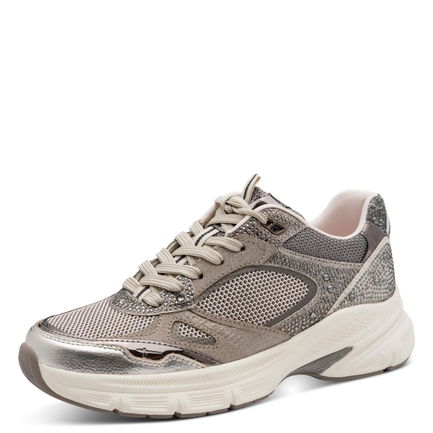 Tamaris GREY GLAM Plateausneaker Freizeitschuh, Halbschuh, Keilsneaker im angesagtem Metallic-Look