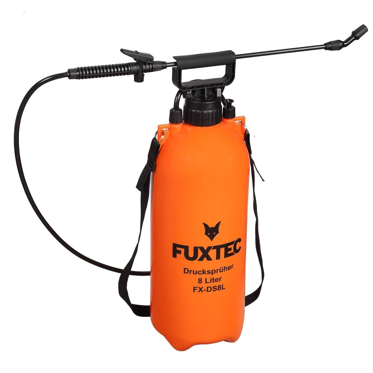 FUXTEC Drucksprühgerät FX-DS8L, 8L, 55cm Sprühlanze, 2.5 bar, Hohlkegel Spritzbild, 35° Spritzwinkel