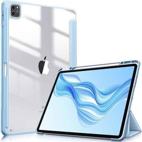 Fintie Tablet-Hülle für iPad Pro 12.9 2022 (6. Generation)/ iPad Pro 12.9 2021/2020/2018, mit Stifthalter-Hülle mit transparenter Hartschale auf der Rückseite