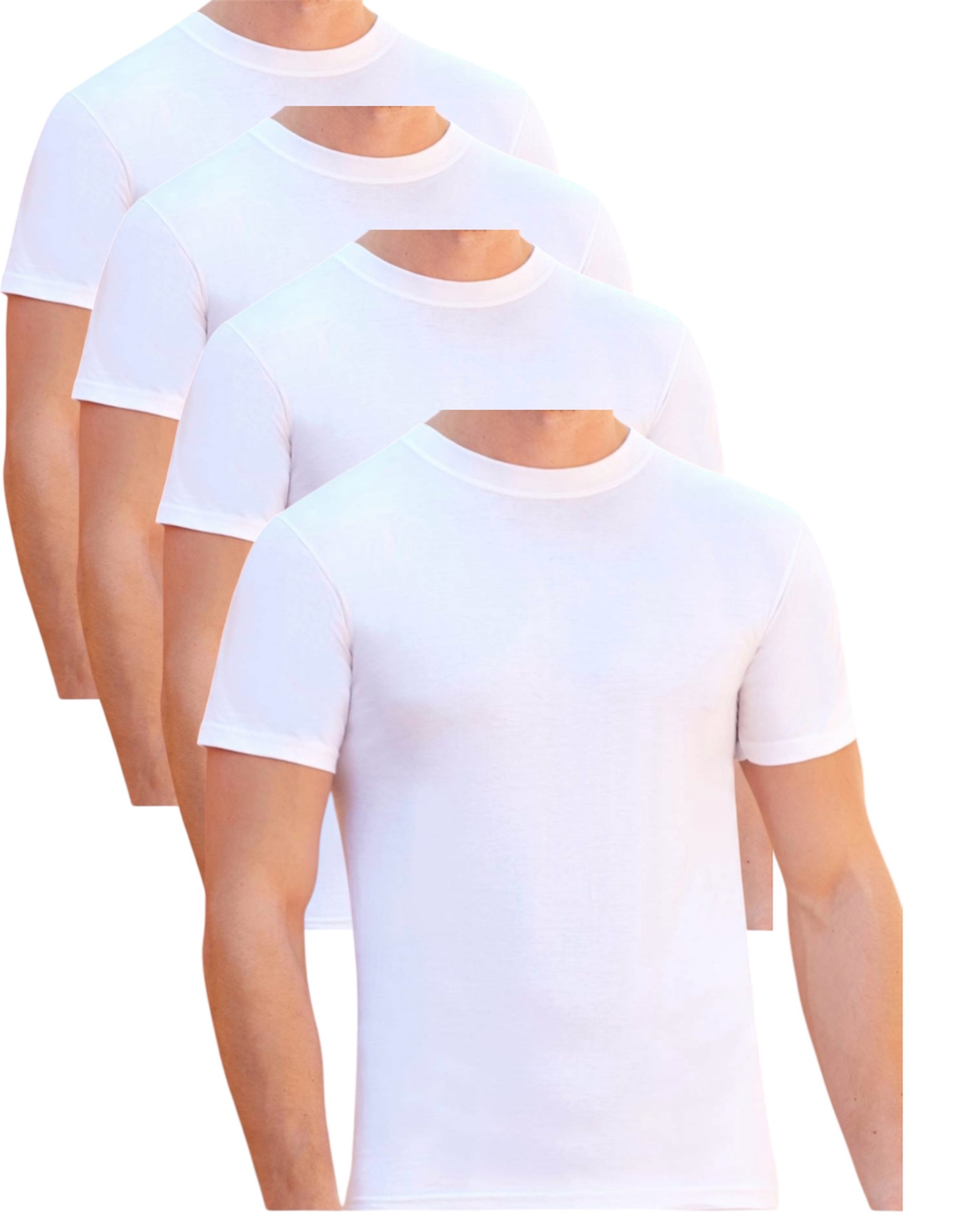 Berrak Unterhemd Herren T-Shirt Rundhals Kurzarm Weiß 4er Pack Basic (1003) (Spar-Set, 4-St., 4er-Pack) Premium Qualität-aus 100% Baumwolle