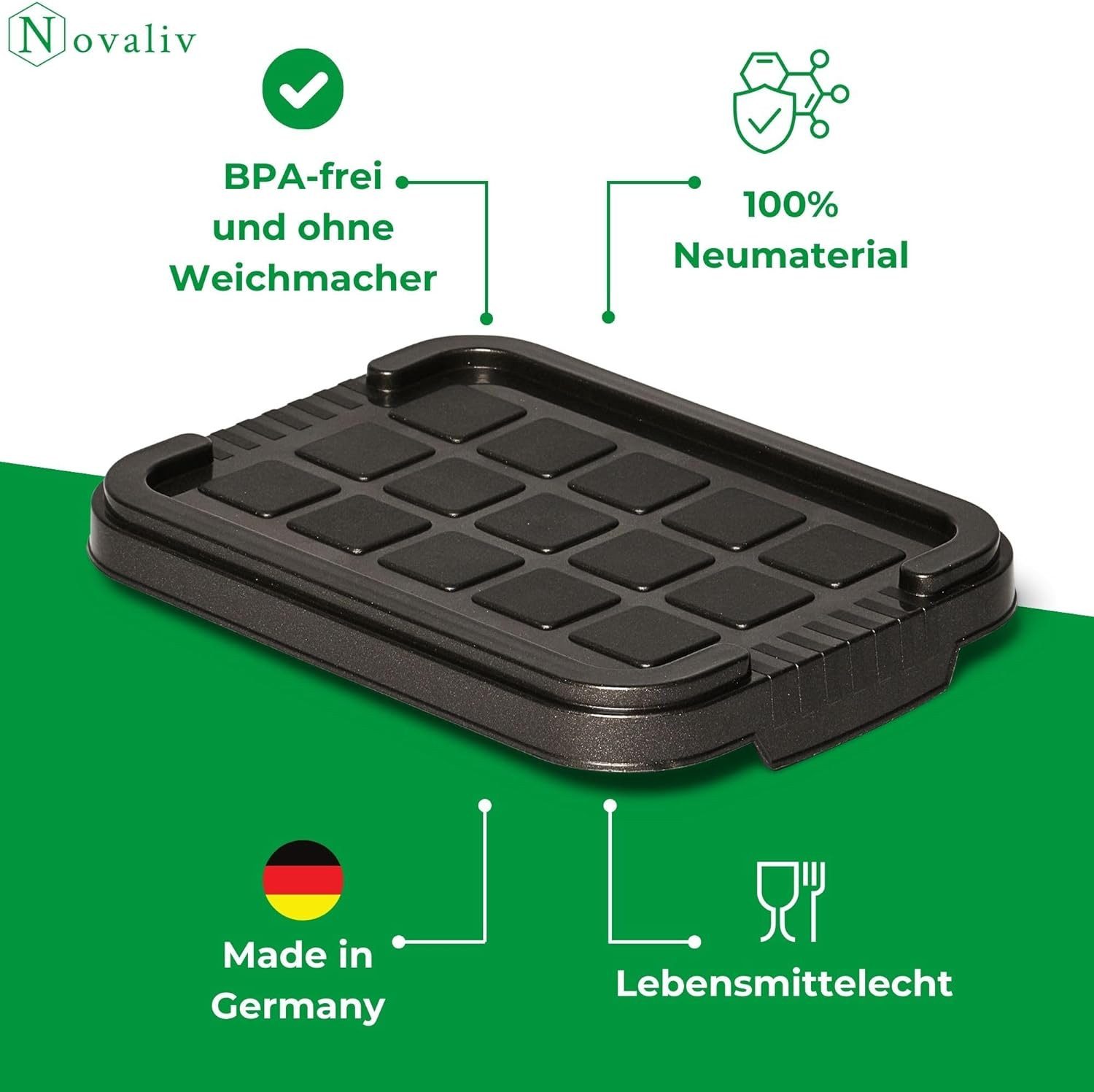 Novaliv Aufbewahrungsbox 30529-1 (1 St), Novaliv 1x Ersatzdeckel 2 Liter mit Clipverschluss 19x14 cm Antrazit
